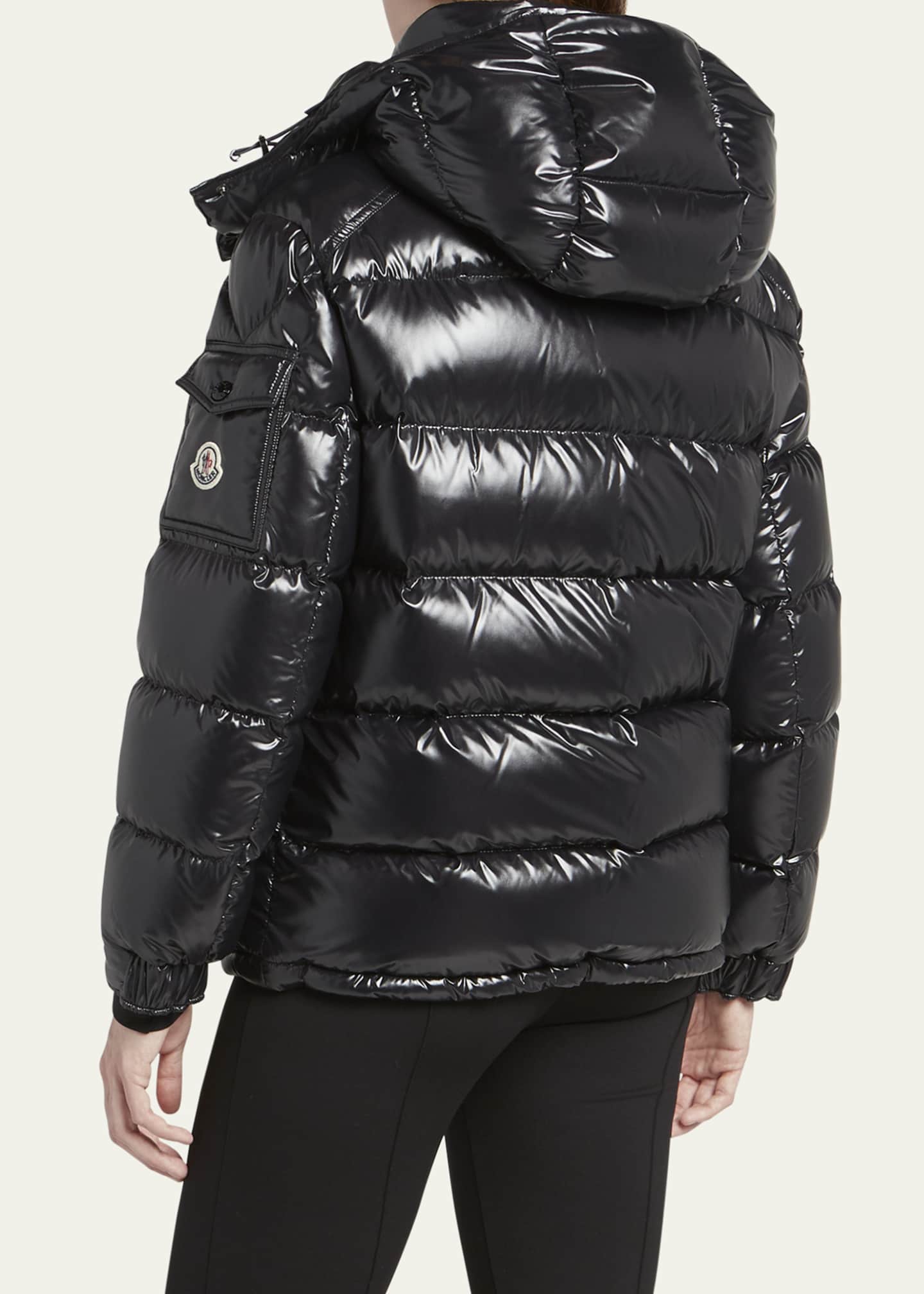 Moncler wet look puffer jacket store