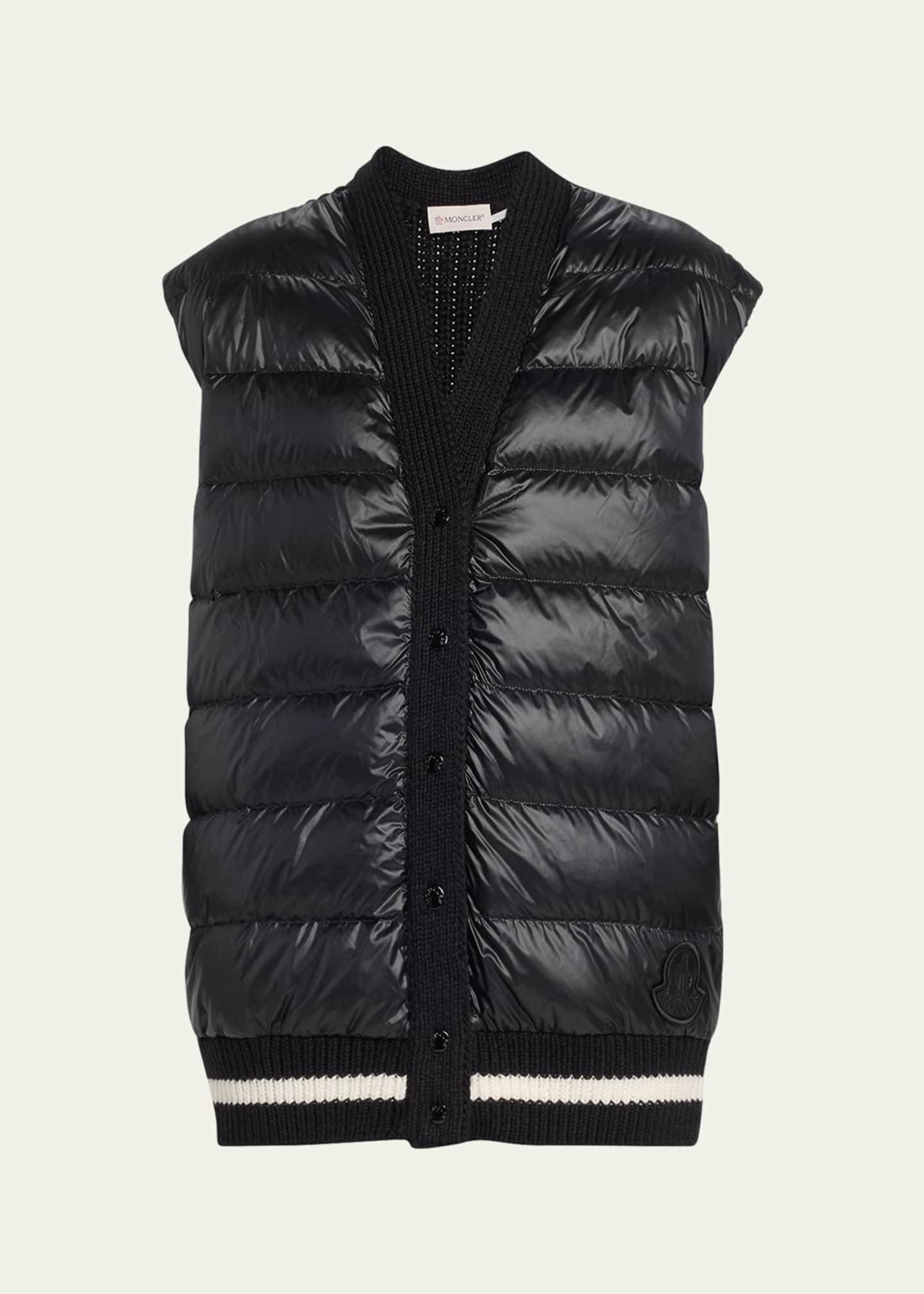 Moncler Puffer Vest with Wool Back Bergdorf Goodman
