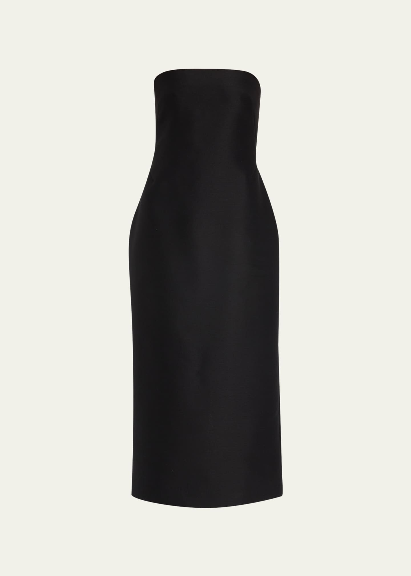 THE ROW Nita Strapless Wool Midi Dress Bergdorf Goodman