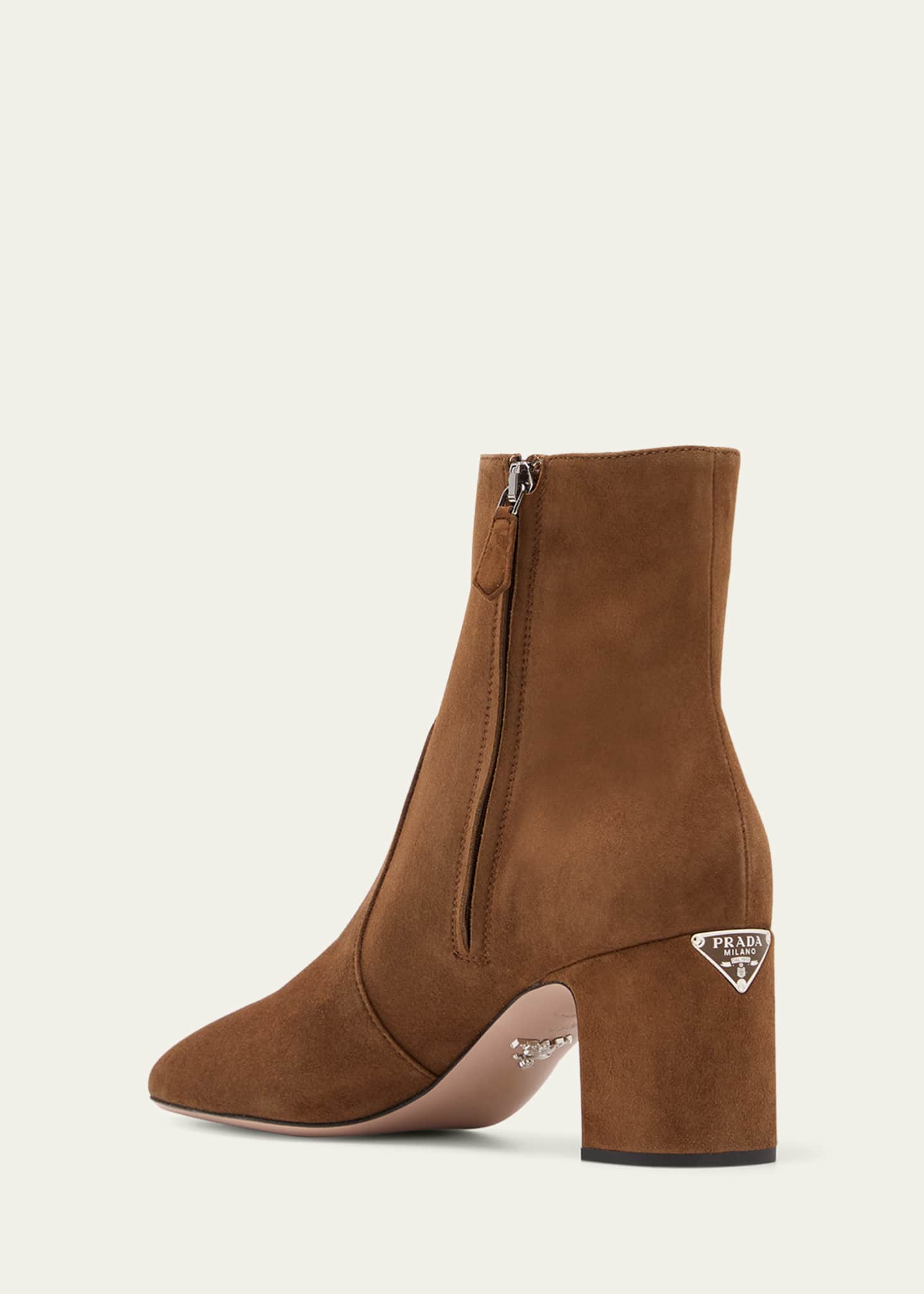 Suede Block-Heel Ankle Booties