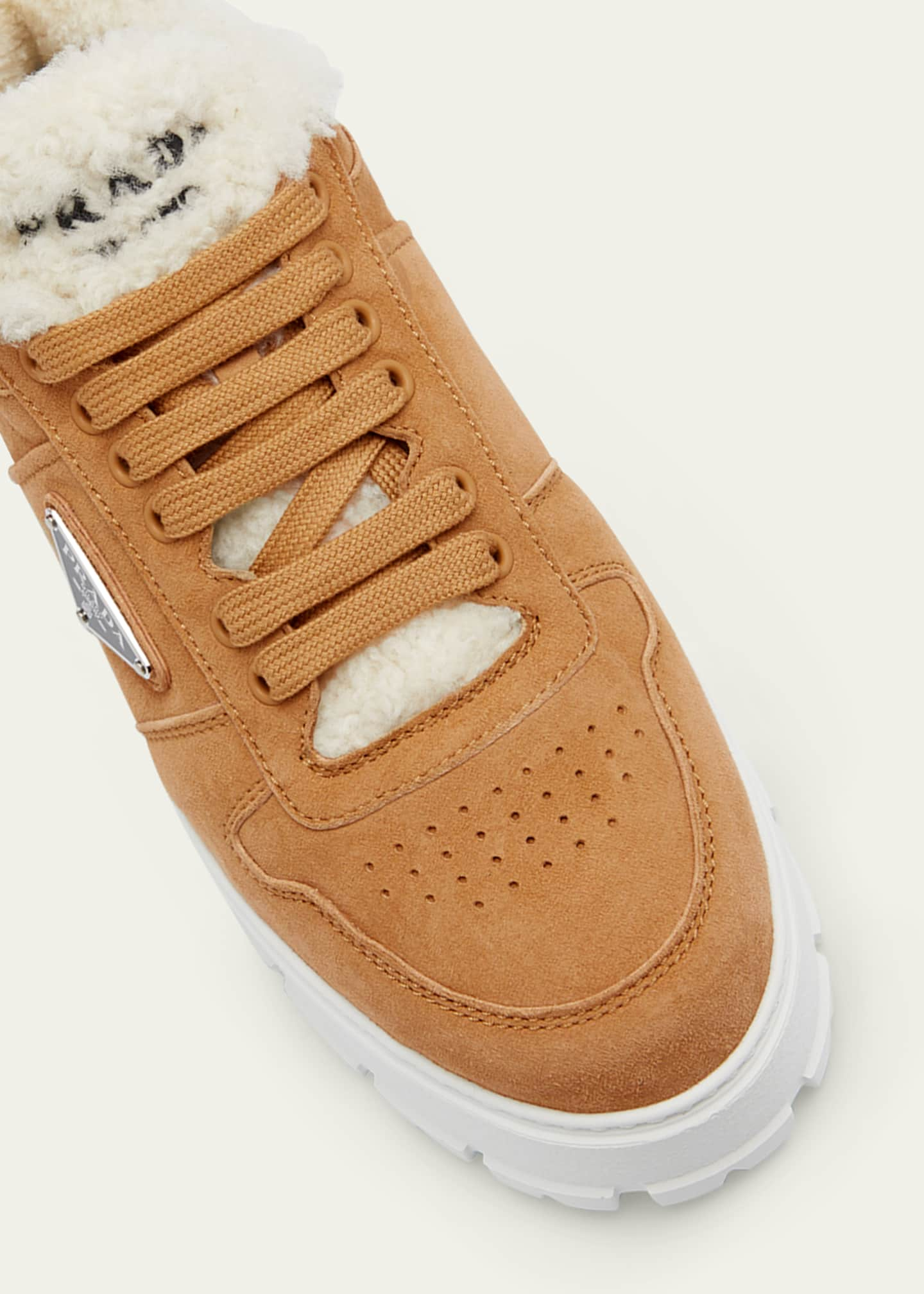 Prada Women's Shearling Platform Sneakers