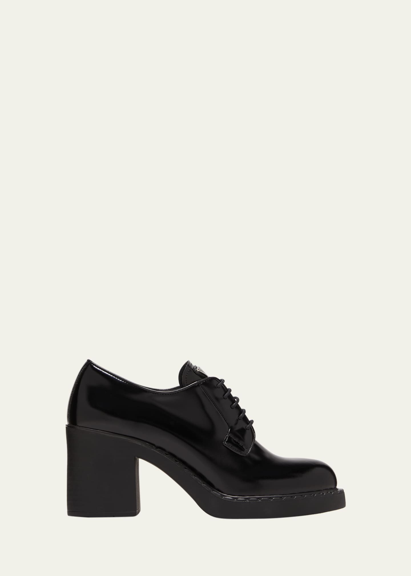 Prada Chocolate Leather Heeled Loafers Bergdorf Goodman