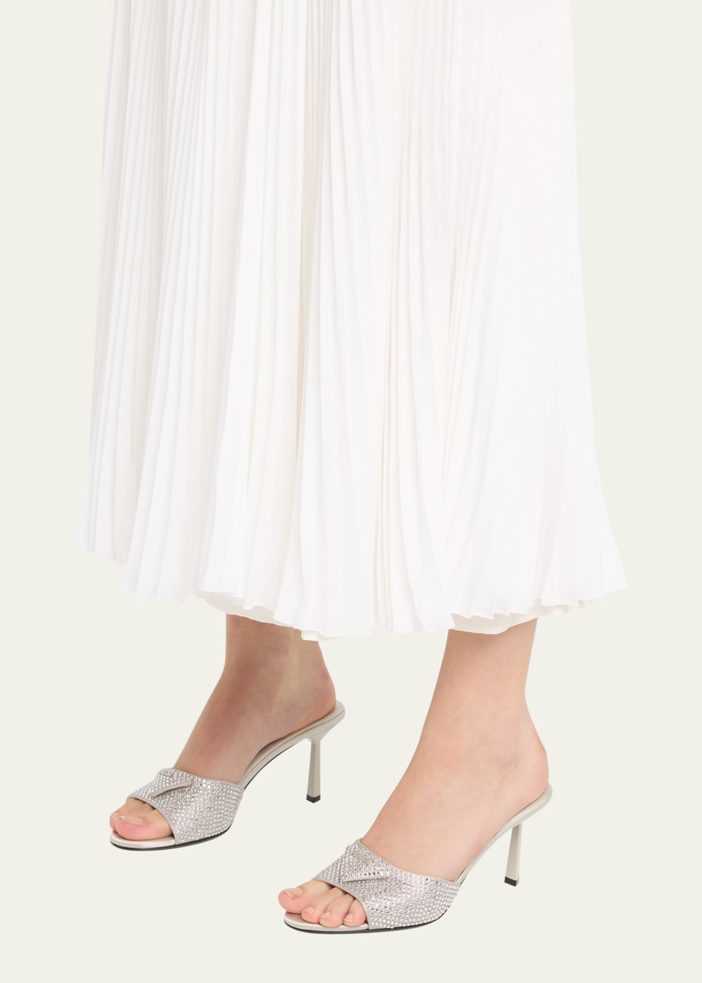 Prada crystal mules cheap