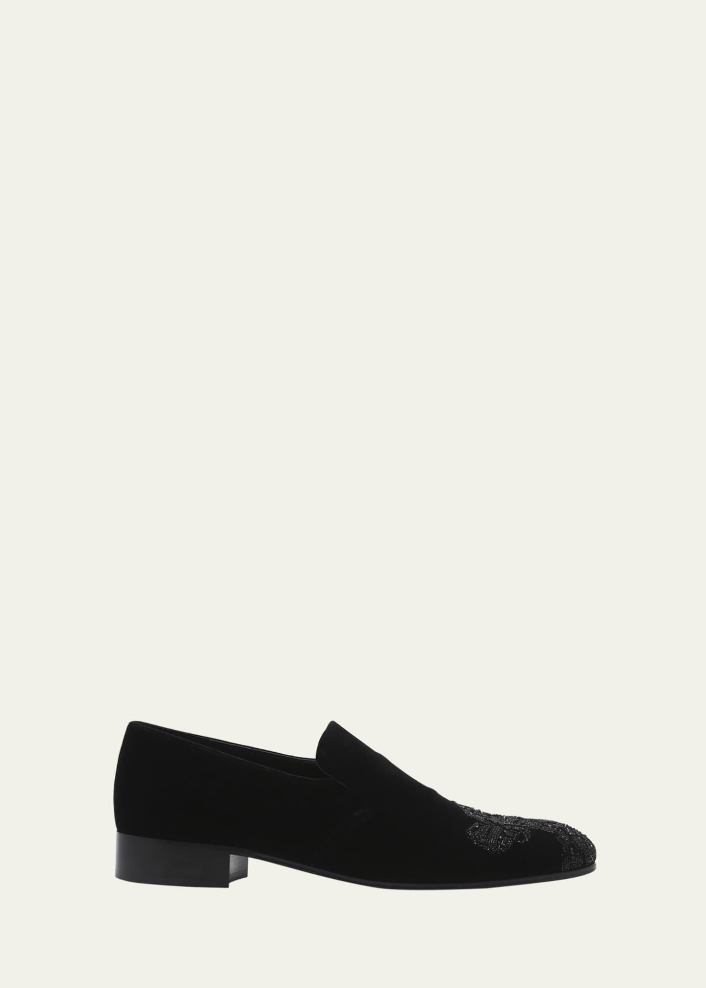 Alexander McQueen Men s Beaded Orchid Velvet Loafers Bergdorf