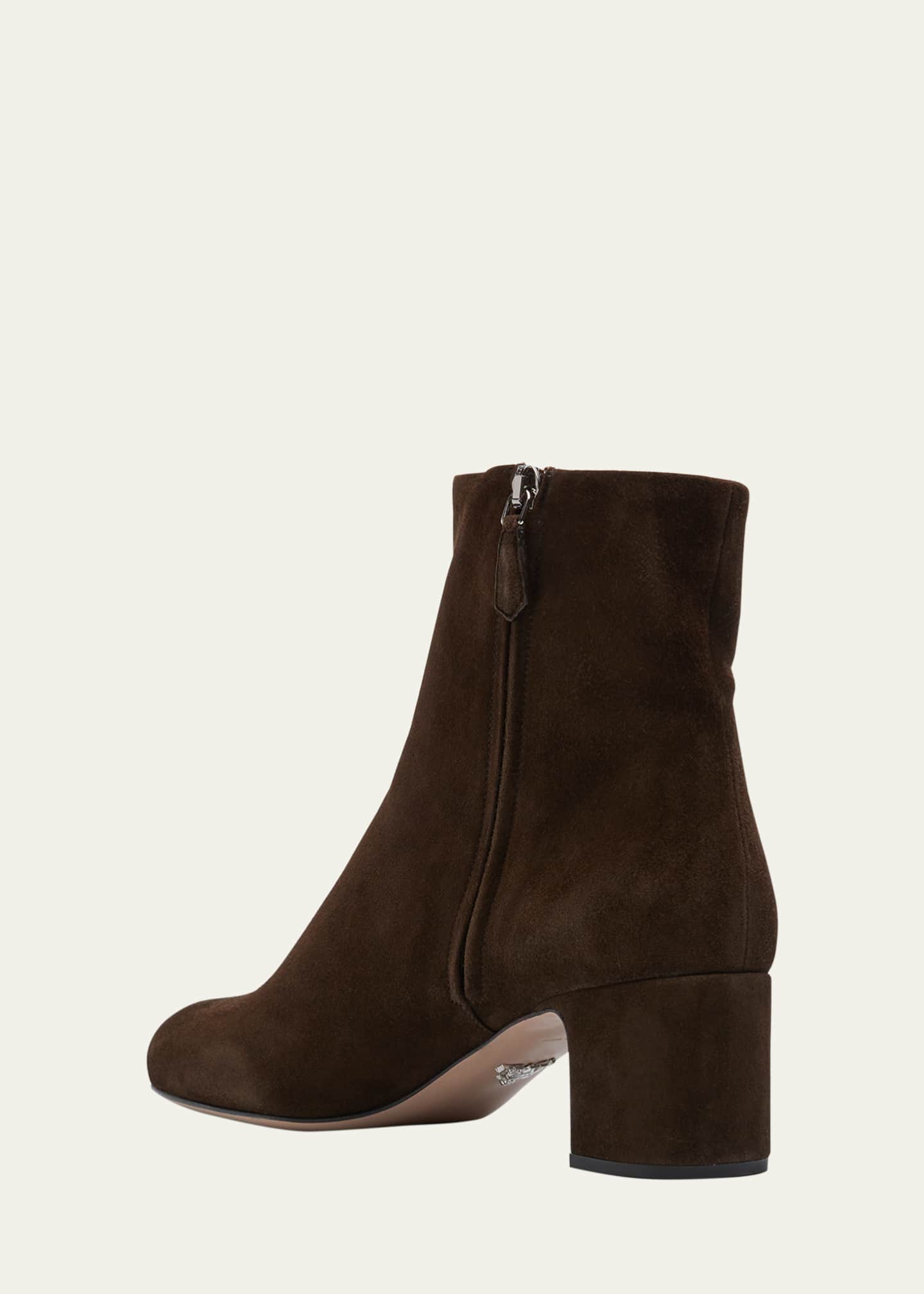 Prada Suede Block-Heel Ankle Booties Image 4 of 5