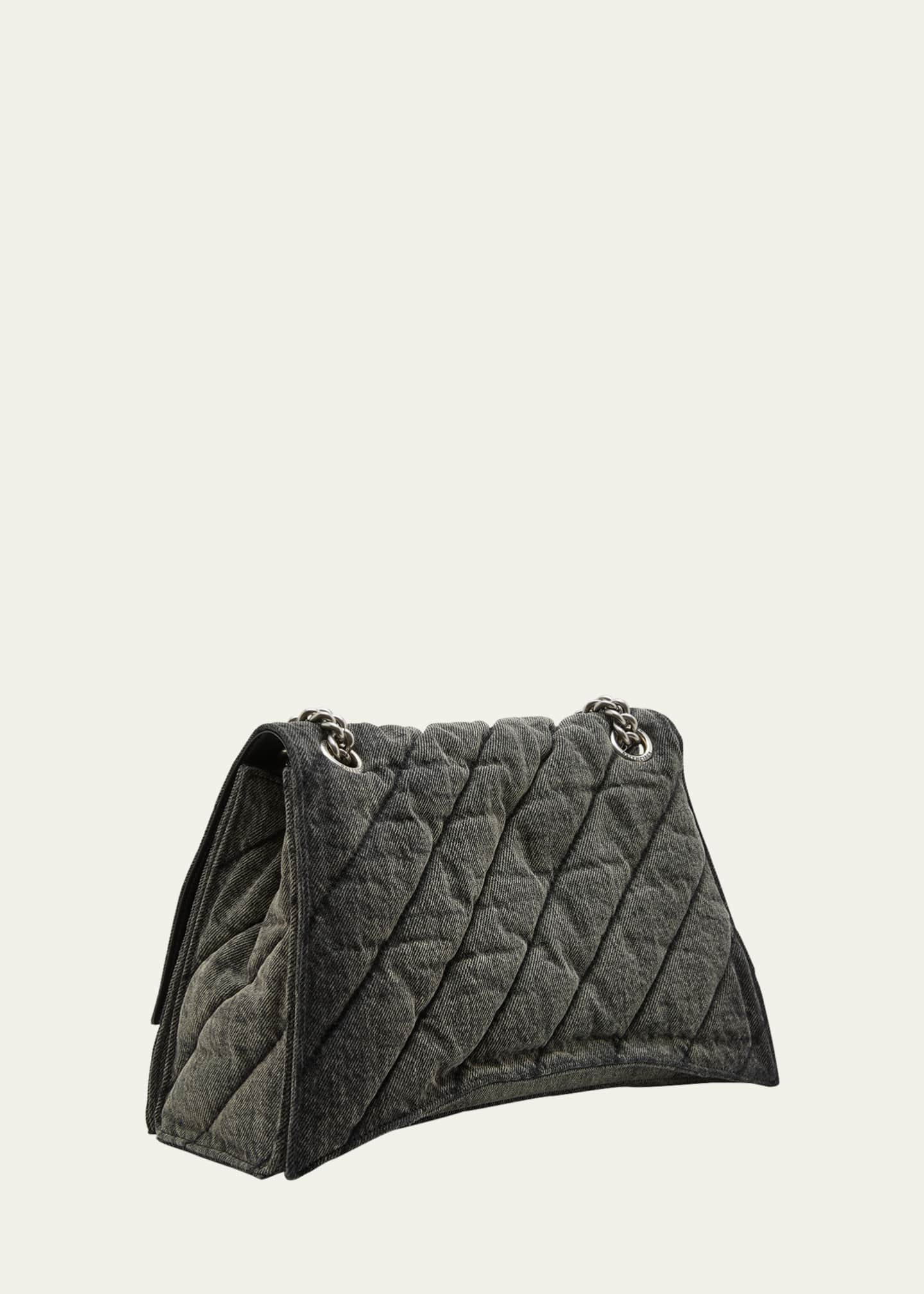 Balenciaga Crush Quilted Denim Chain Shoulder Bag Bergdorf Goodman