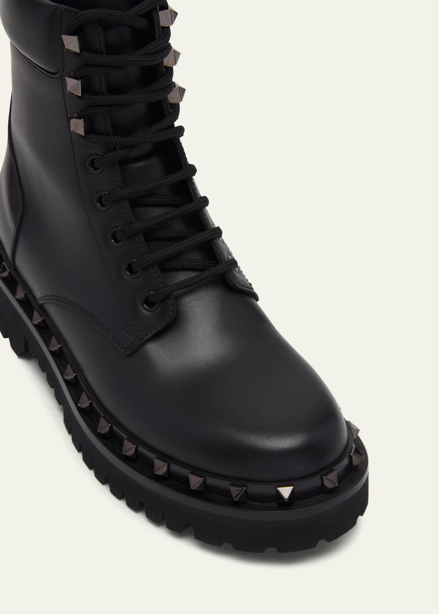 Valentino Garavani Rockstud Leather Combat Boots - Bergdorf Goodman