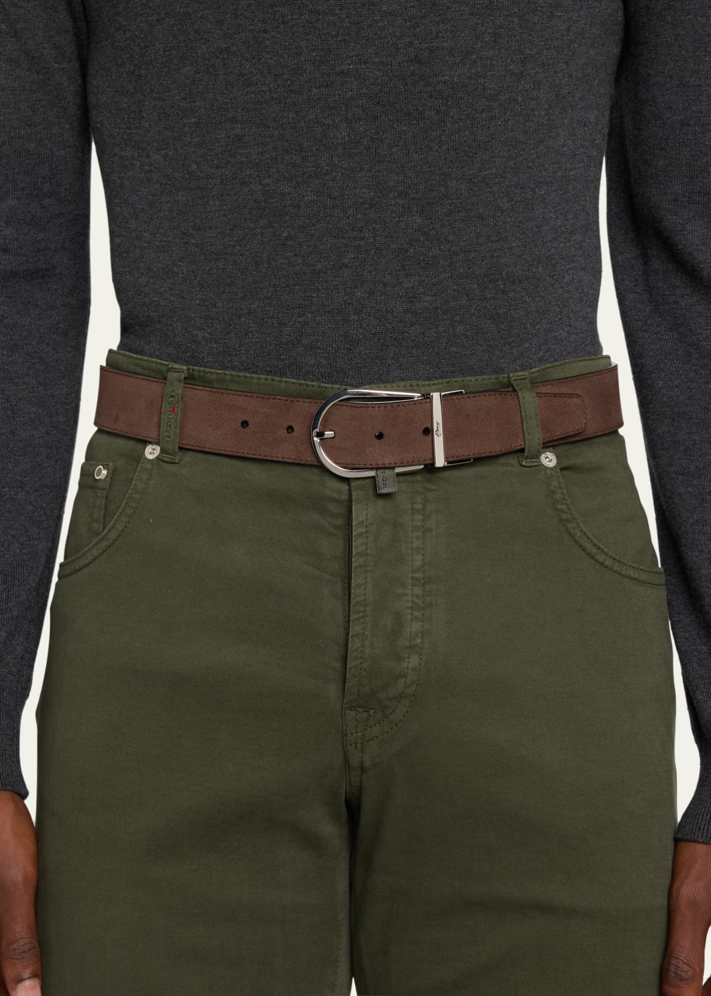 Brioni Men's Reversible Suede Belt Image 2 of 2