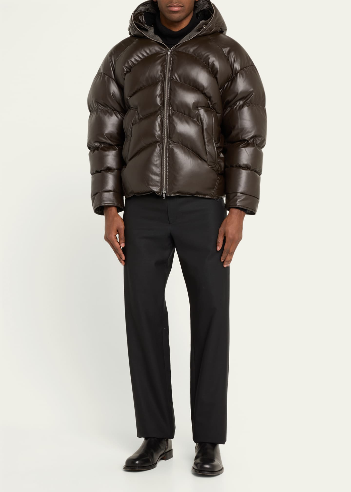 Faux leather puffer jacket mens cheap