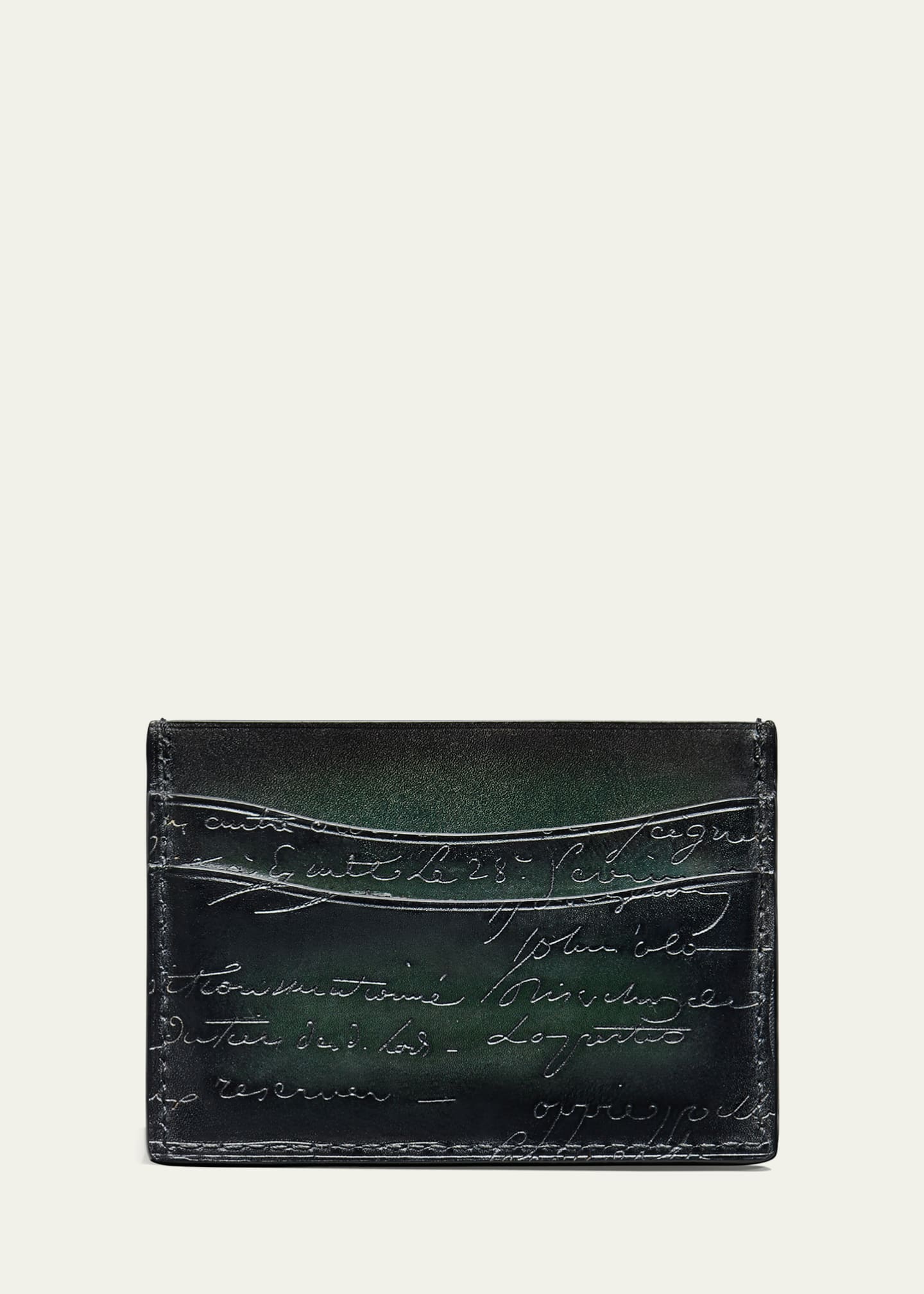 Berluti Men's Bambou Scritto Leather Card Holder Image 2 of 2