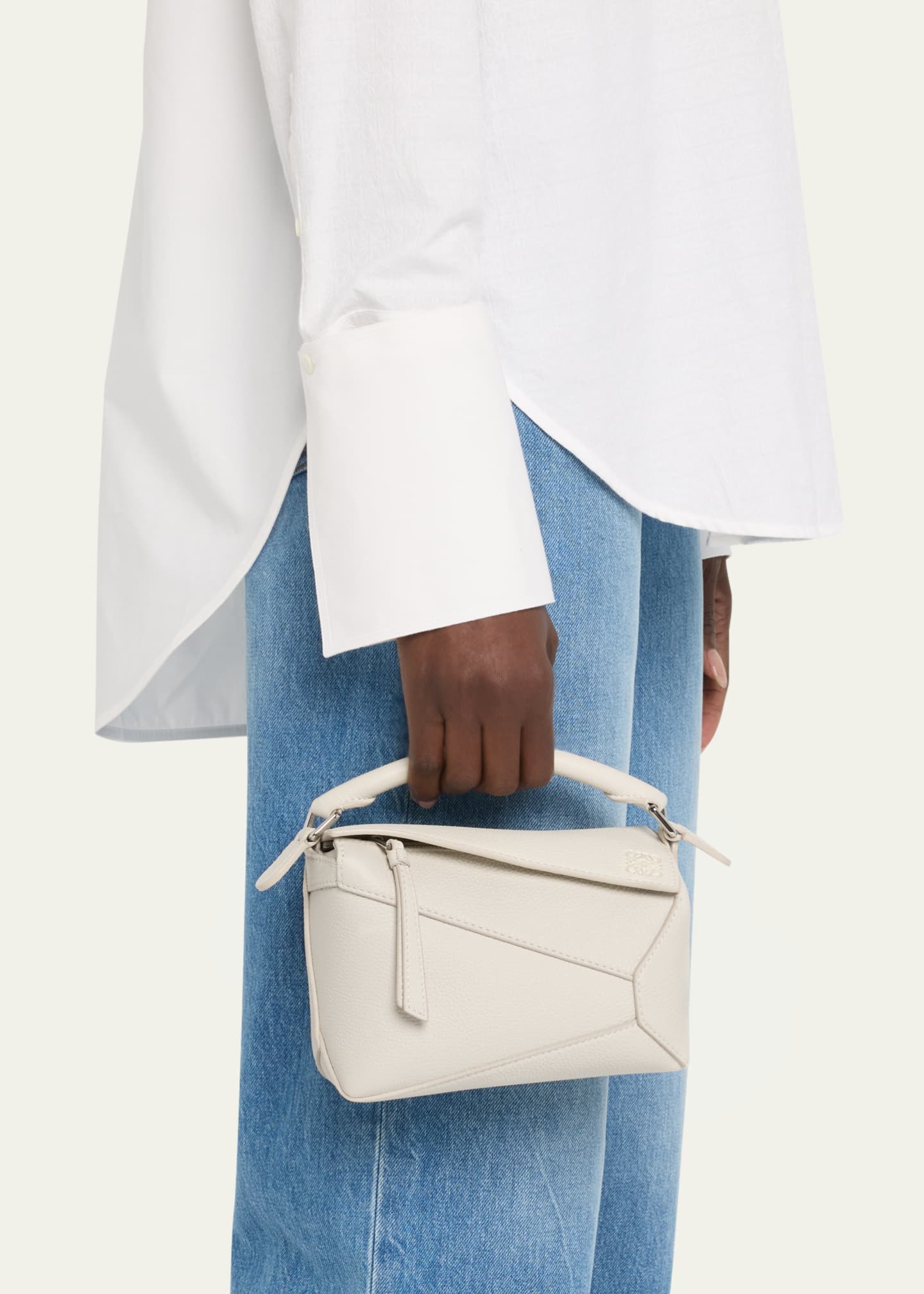 Loewe Puzzle Edge Mini Top-Handle Bag in Grained Leather Image 2 of 6