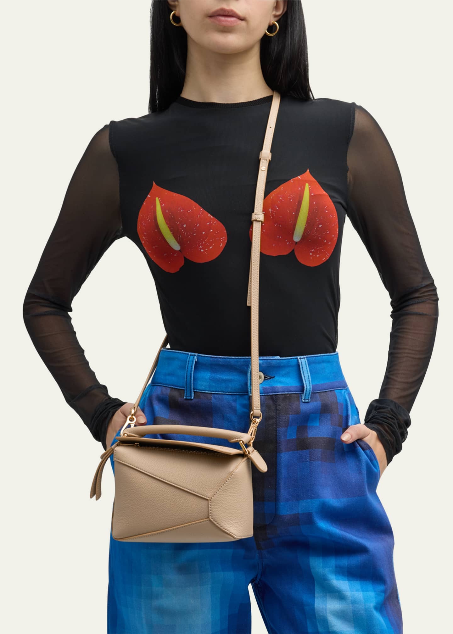 Puzzle Edge Mini Top-Handle Bag in Grained Leather