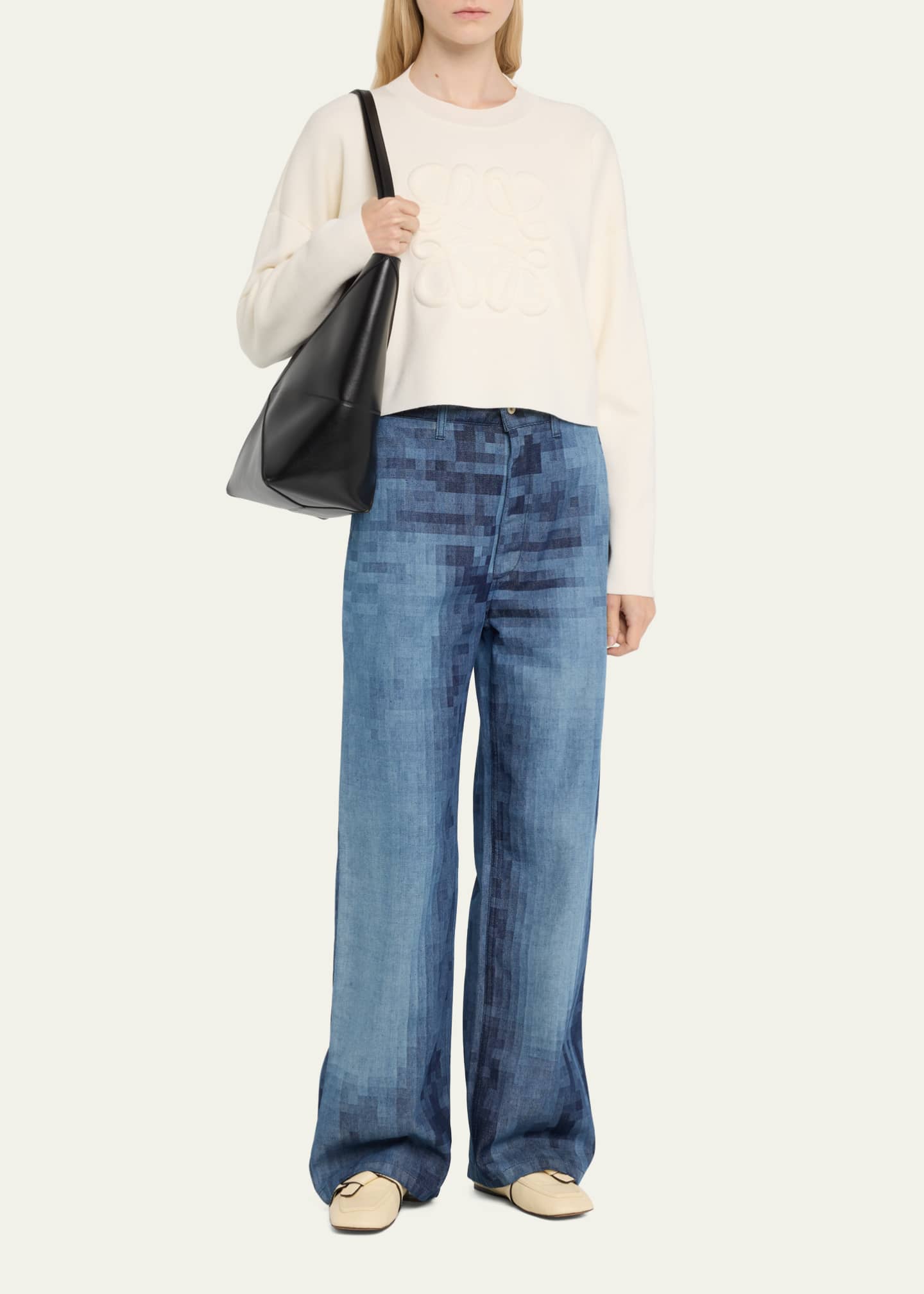Puzzle Fold Medium Tote Bag in Shiny Leather