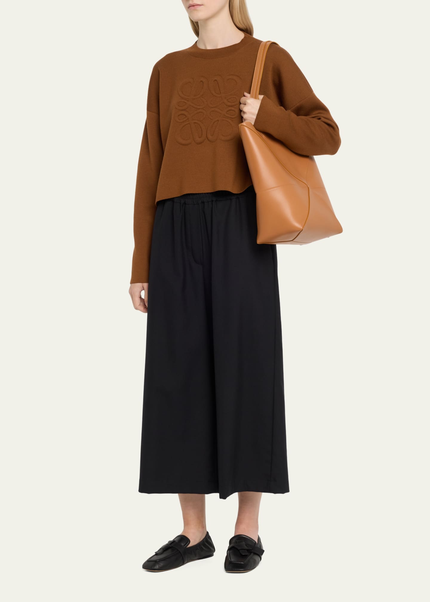 Puzzle Fold Medium Tote Bag in Shiny Leather