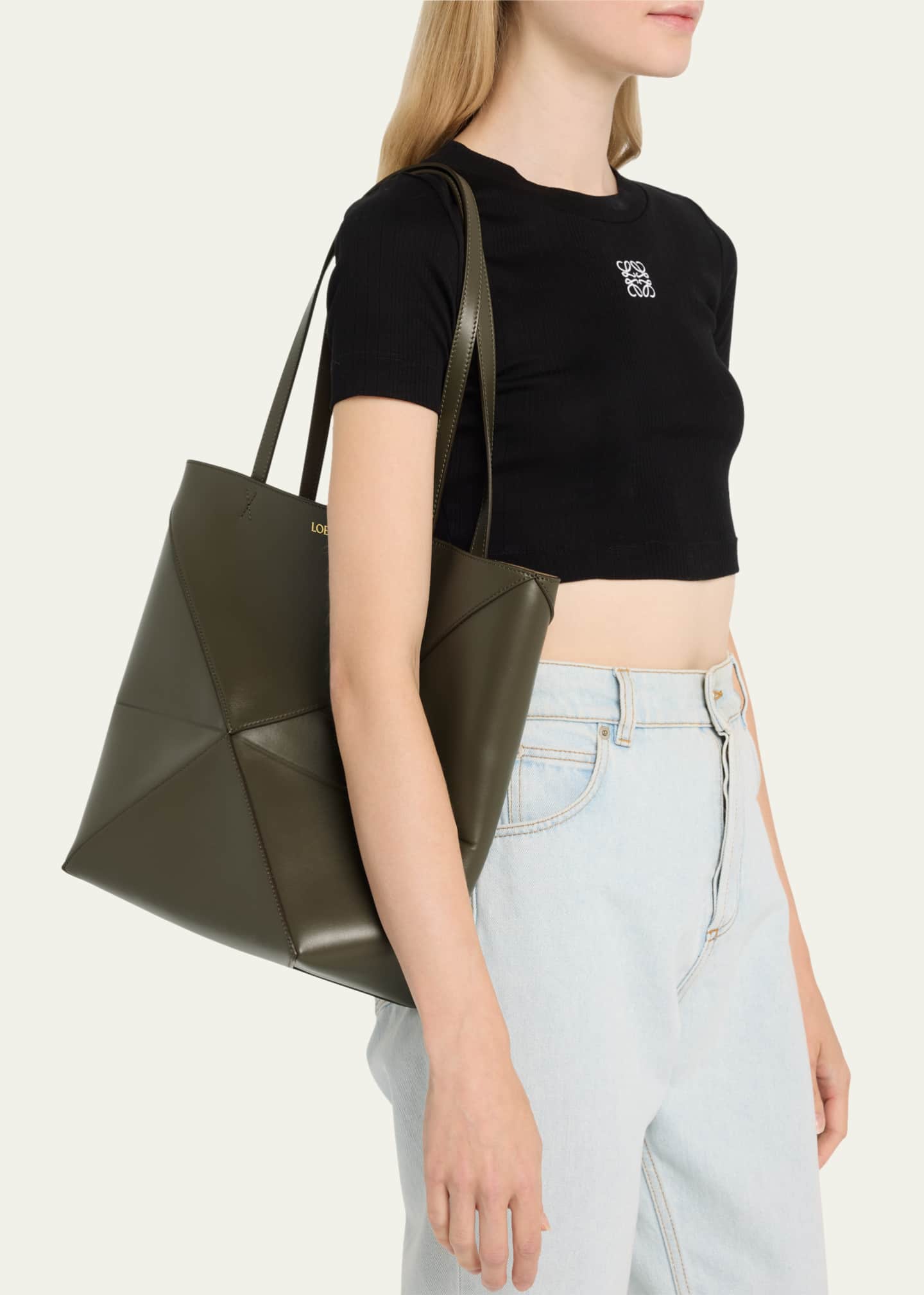 Loewe Puzzle Fold Medium Tote Bag in Shiny Leather Image 5 of 6