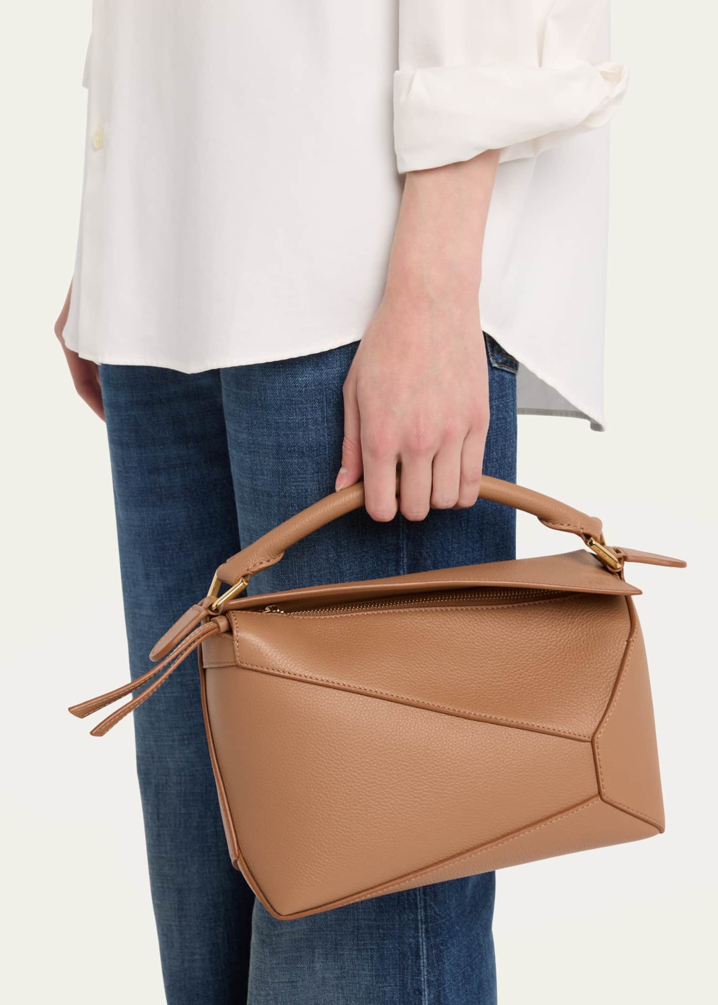 Loewe Puzzle Edge Small Top-Handle Bag in Soft Grained Leather Image 2 of 6