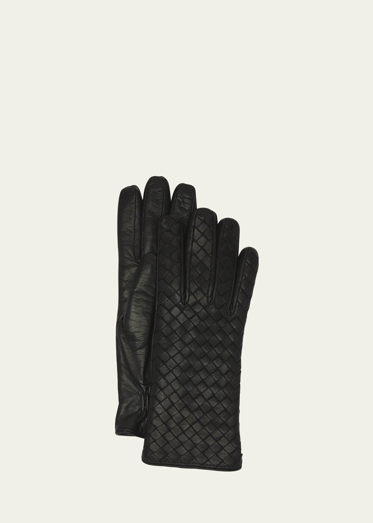 Bottega Veneta Men's Woven Leather Gloves, Black  Leather gloves, Luxury  gloves, Leather work gloves