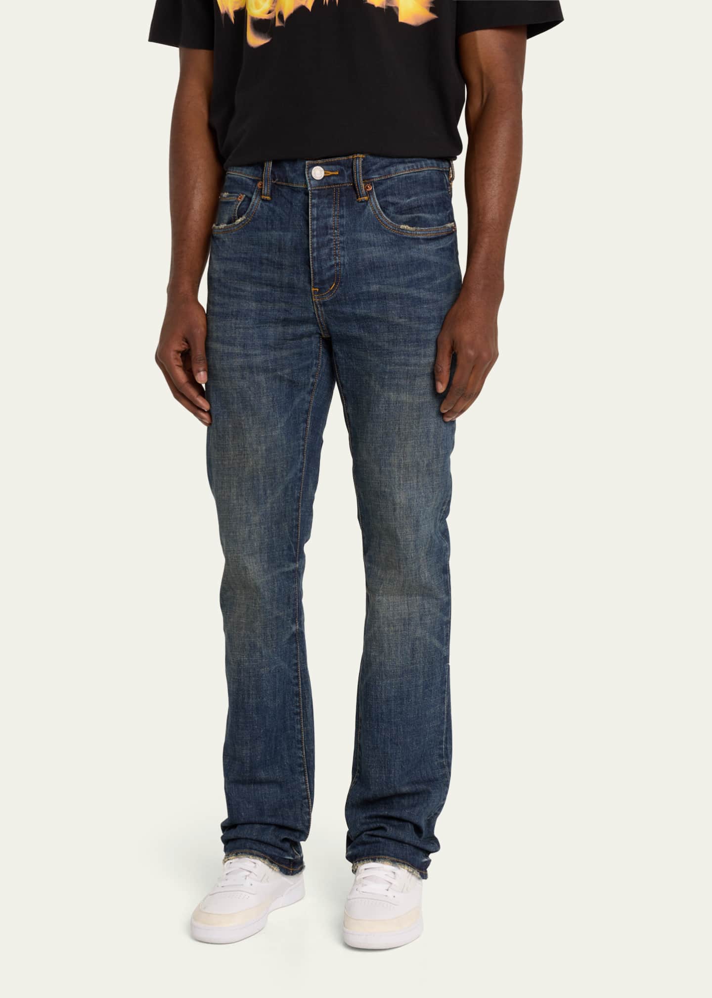 PURPLE Men's Distressed BootCut Jeans Bergdorf Goodman