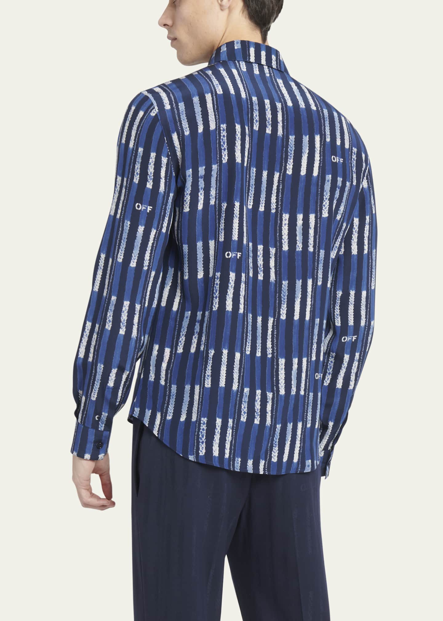 Off-White Men's Silk Shirt with Graphic Print