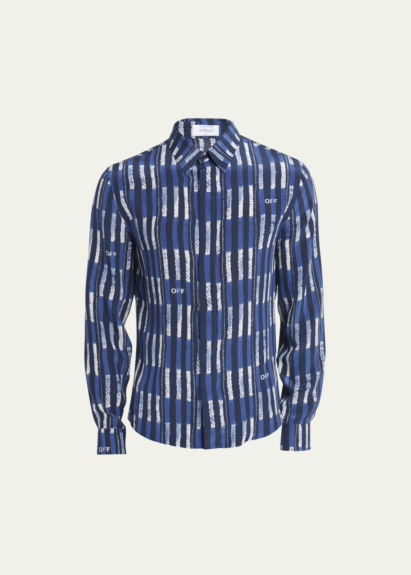 Off-White Men's Silk Shirt with Graphic Print