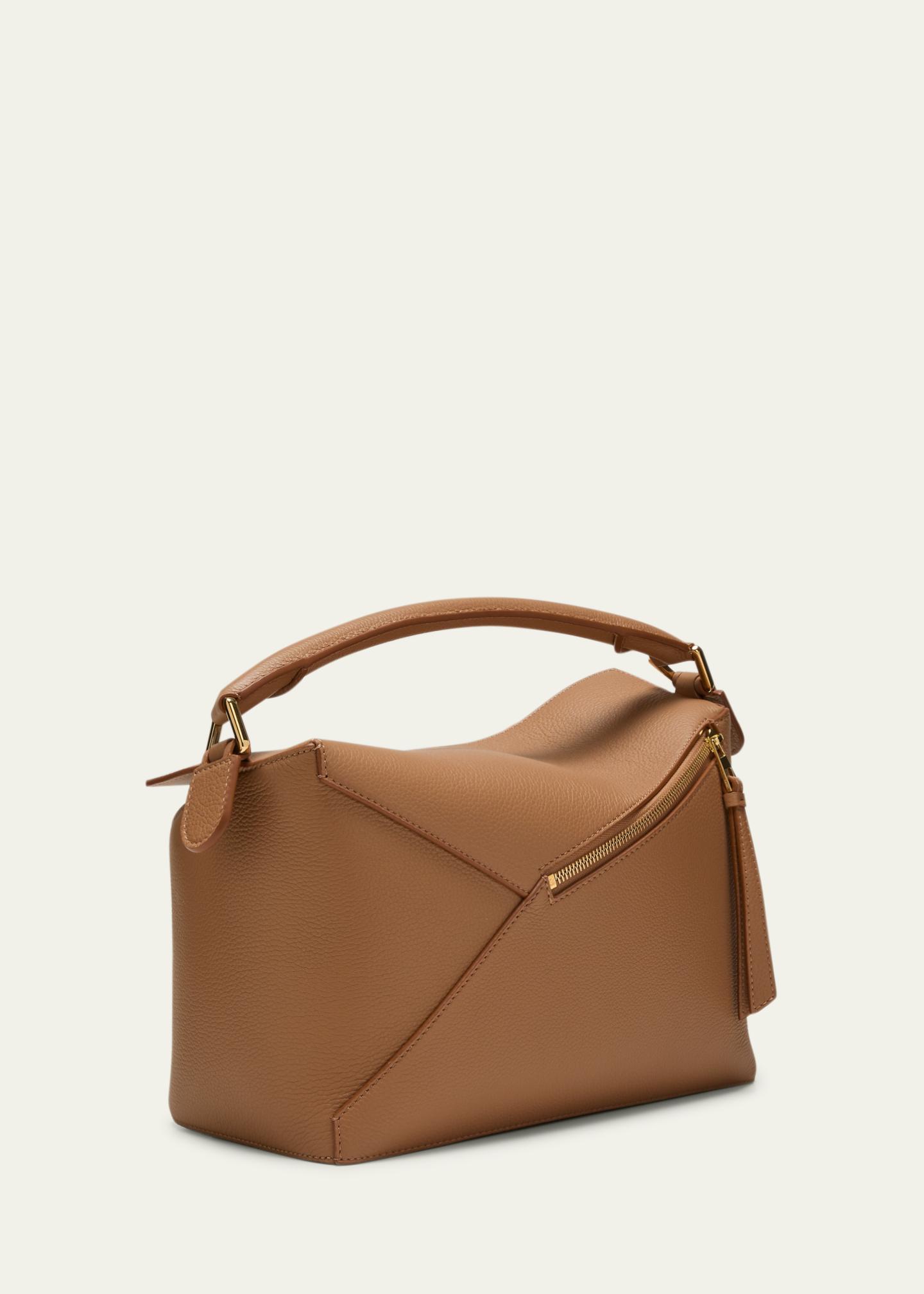 LOEWE Puzzle Edge Medium Top-Handle Bag in Soft Grained Leather