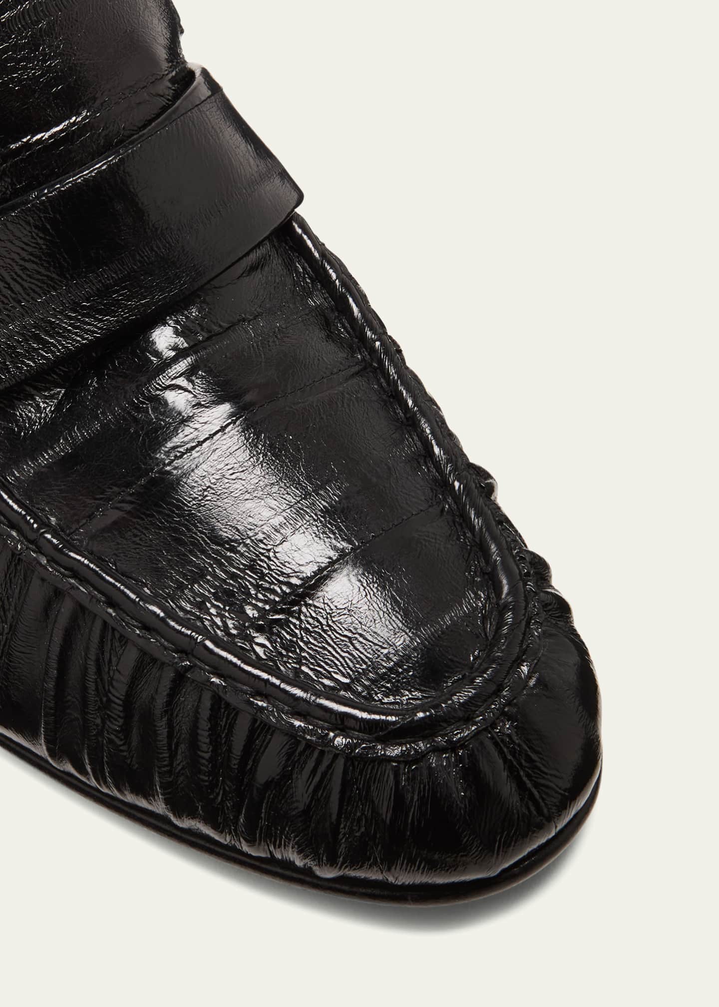 The Row Patent Leather Loafers in Black