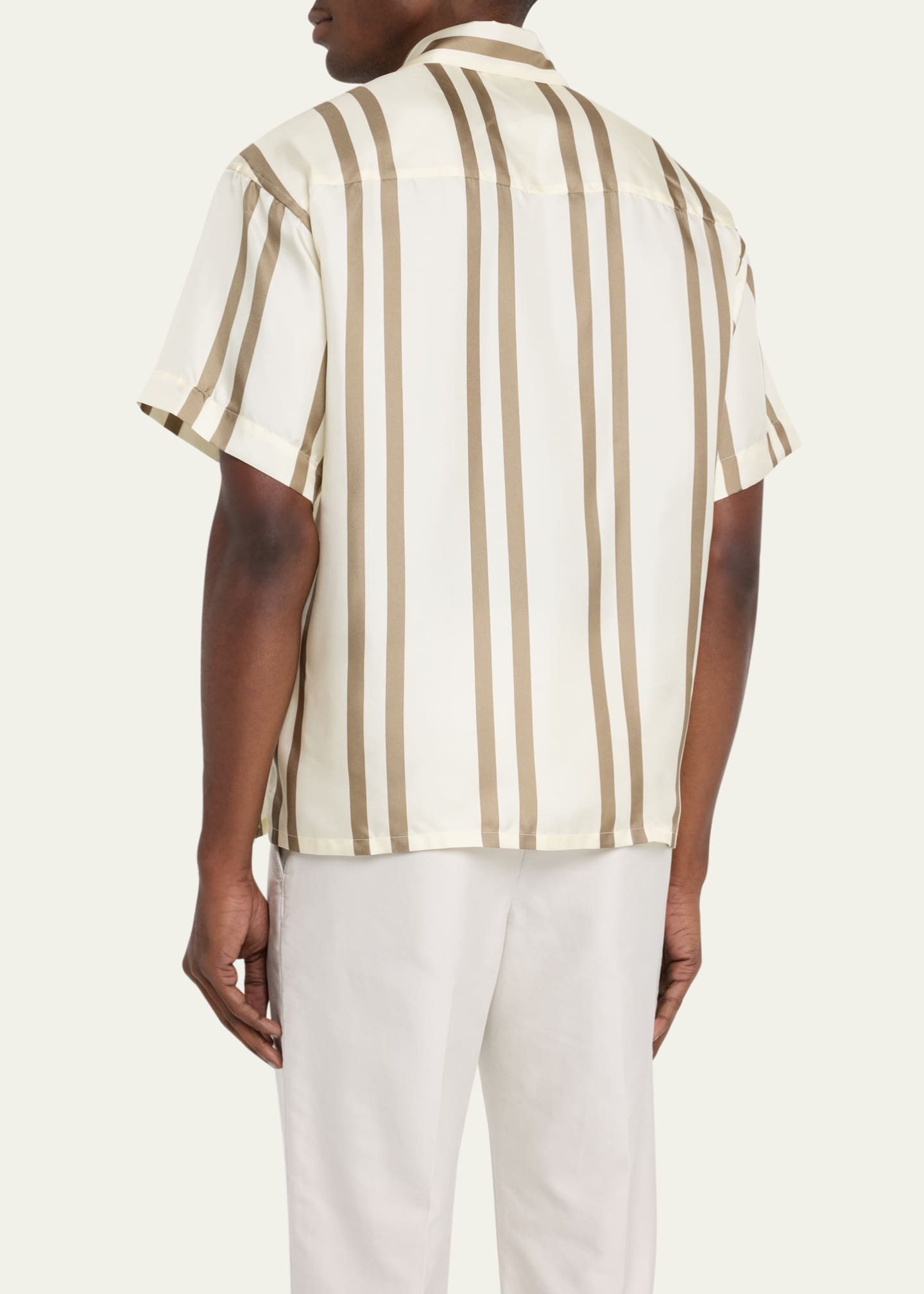 John Elliott Men's Striped Silk Sport Shirt - Bergdorf Goodman