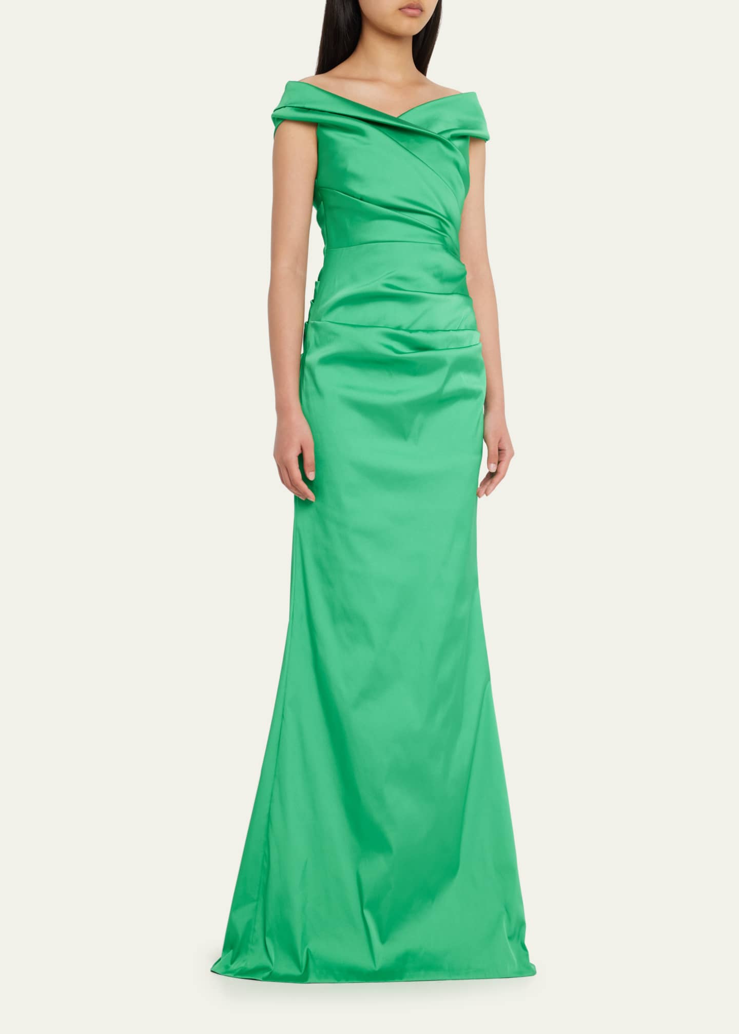 Rickie Freeman for Teri Jon OffShoulder Ruched Taffeta Gown Bergdorf