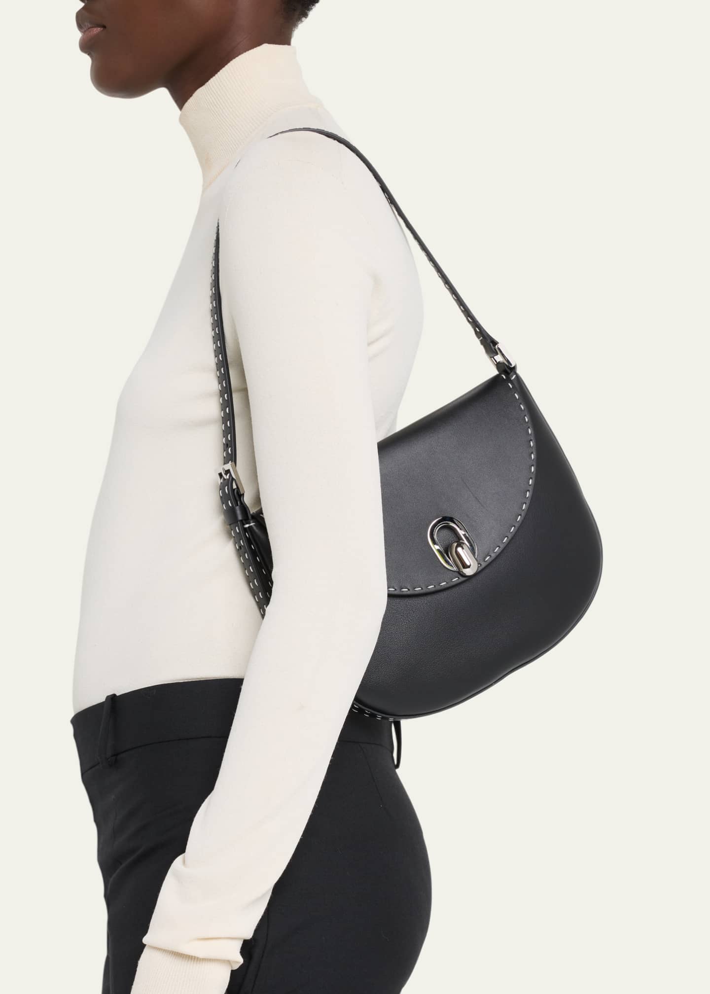 Savette Tondo Small Stitched Leather Hobo Bag Image 2 of 5