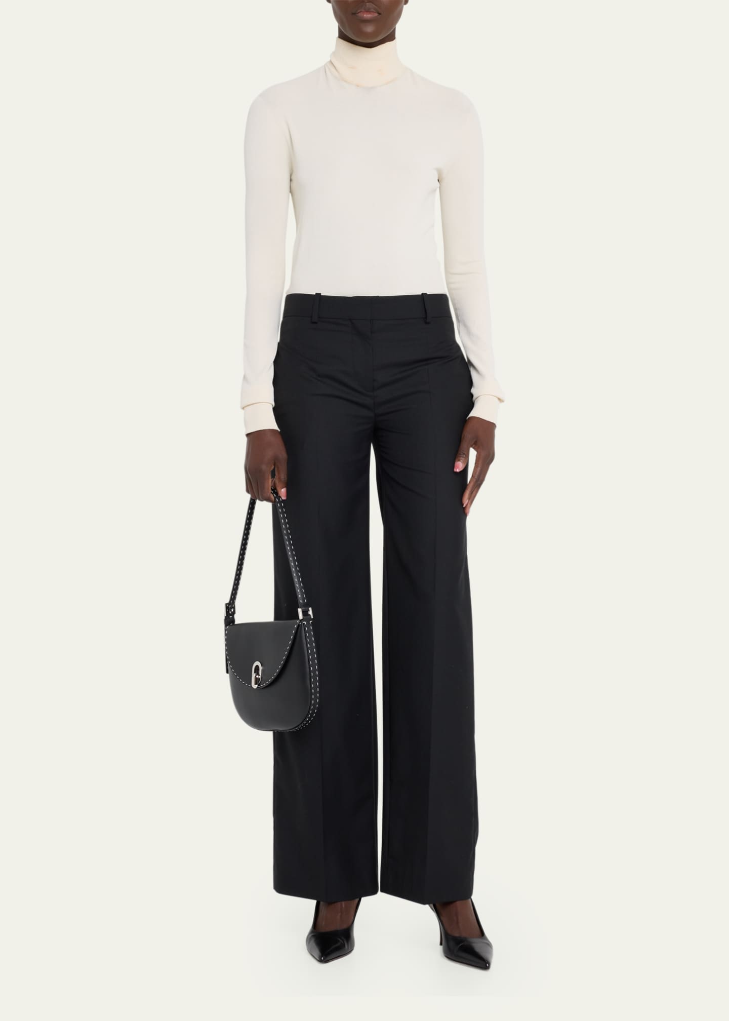 Savette Tondo Small Stitched Leather Hobo Bag Image 5 of 5