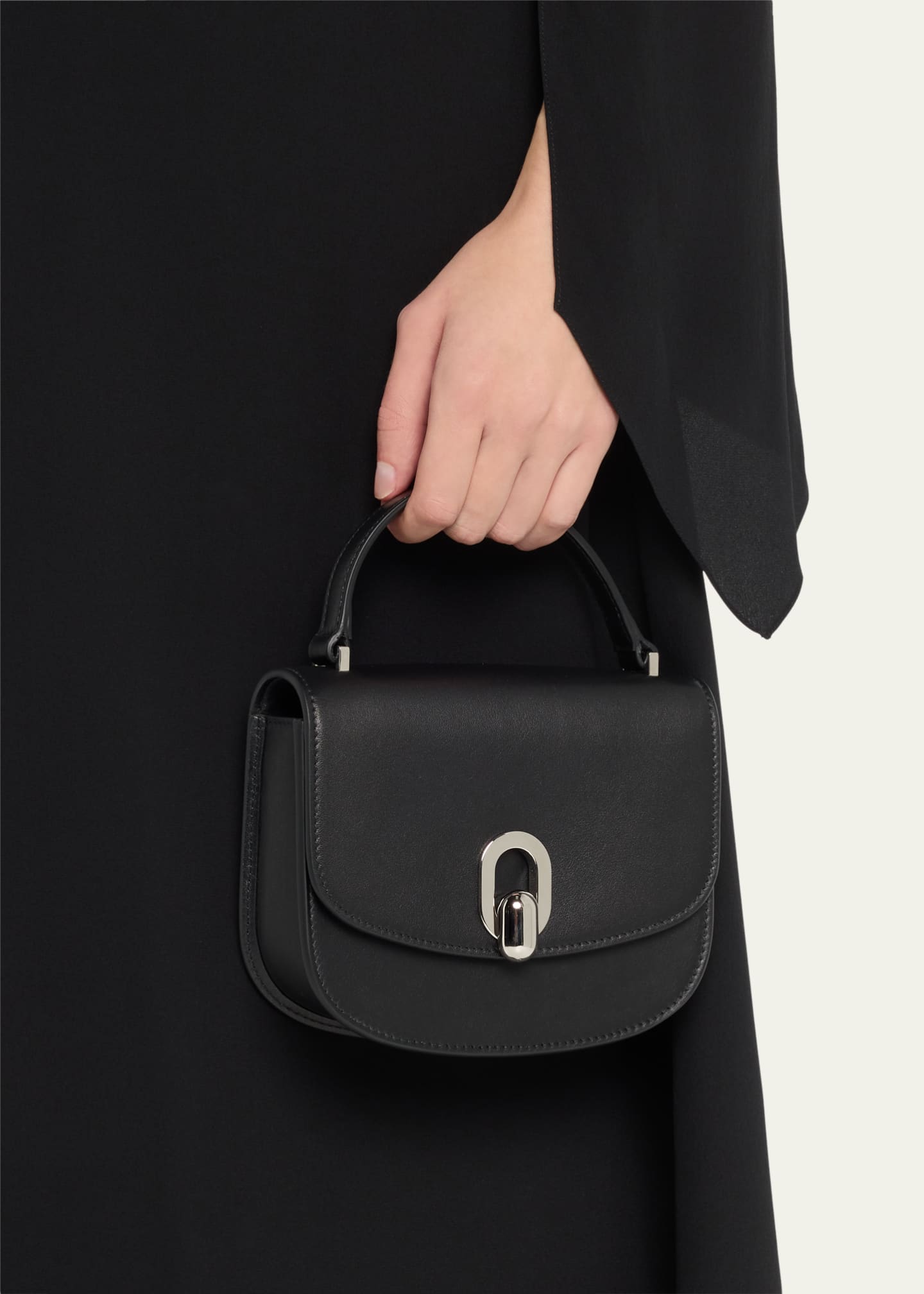 Leather top handle bag best sale