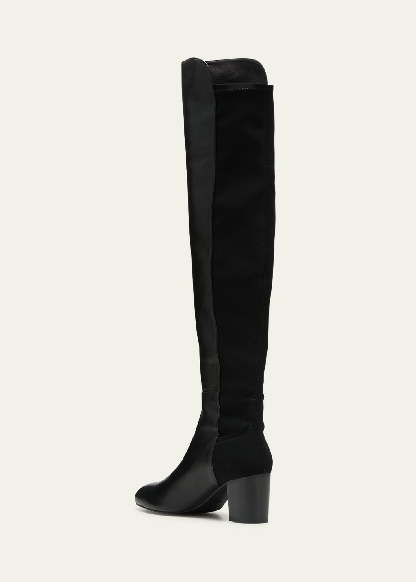 Stuart Weitzman 5050 Flareblock Leather Stretch Block-Heel Knee Boots ...