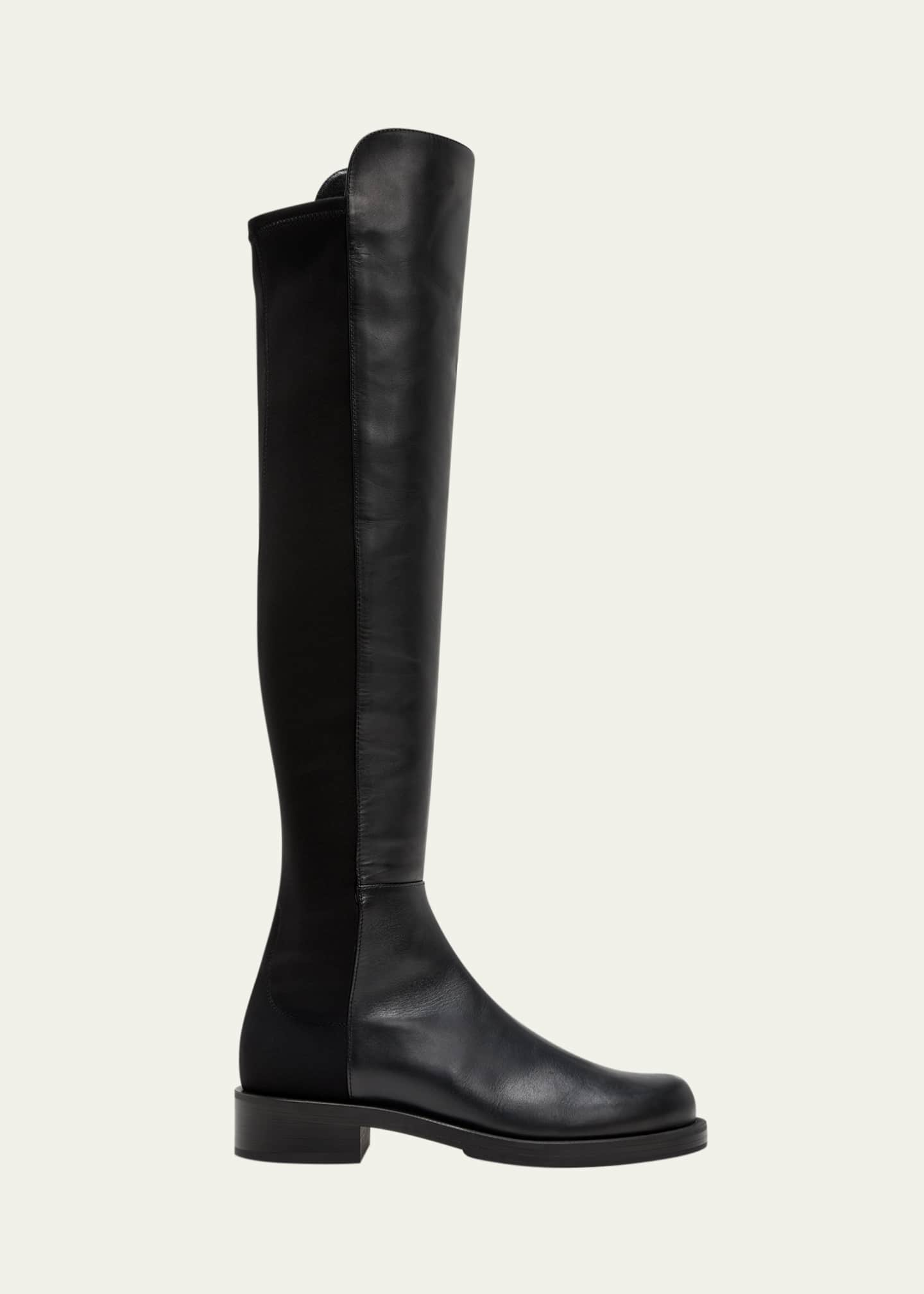 Stuart Weitzman 5050 Bold Leather Over-The-Knee Moto Boots - Bergdorf ...