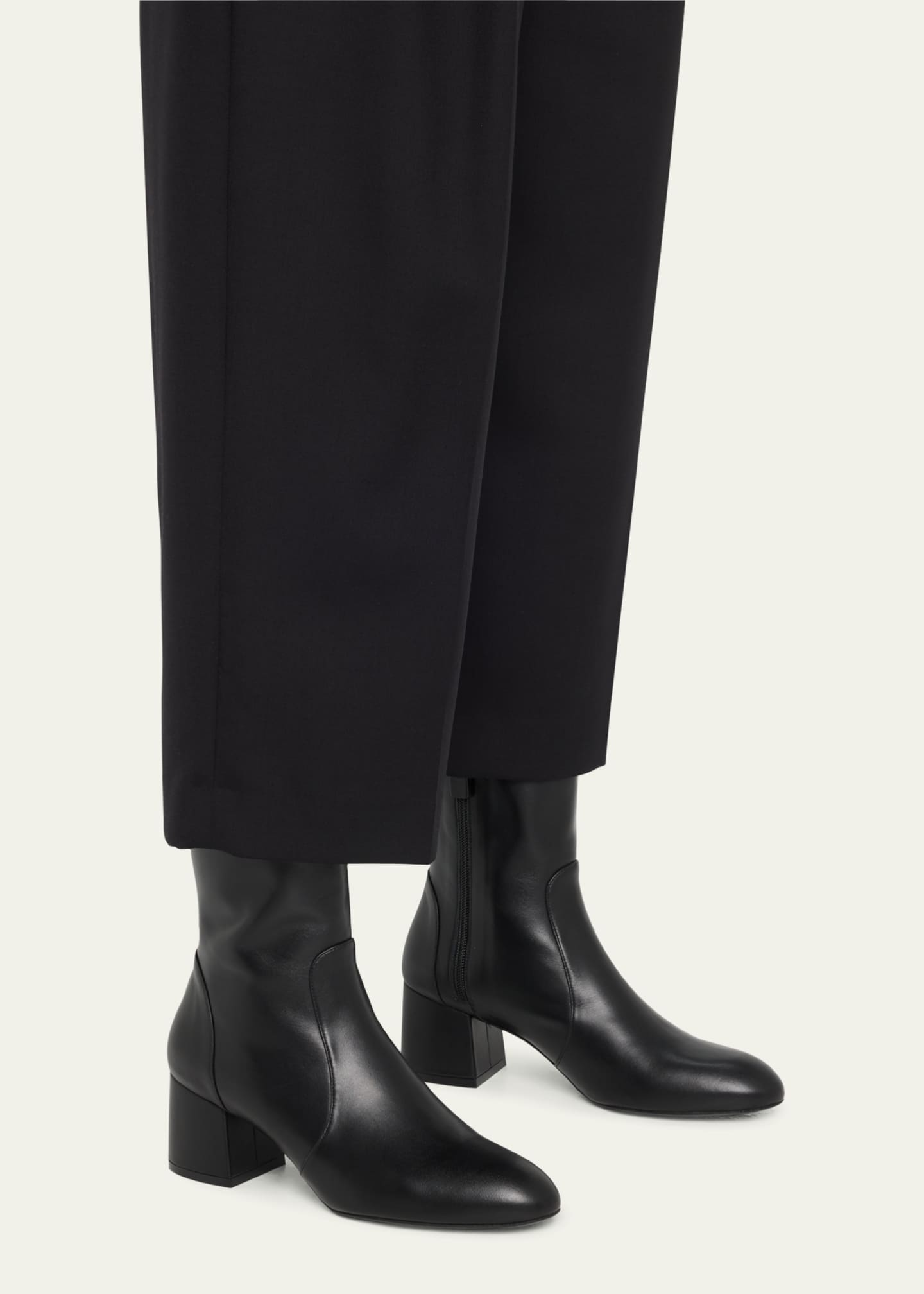 Stuart Weitzman Flareblock Leather Zip Ankle Booties - Bergdorf Goodman