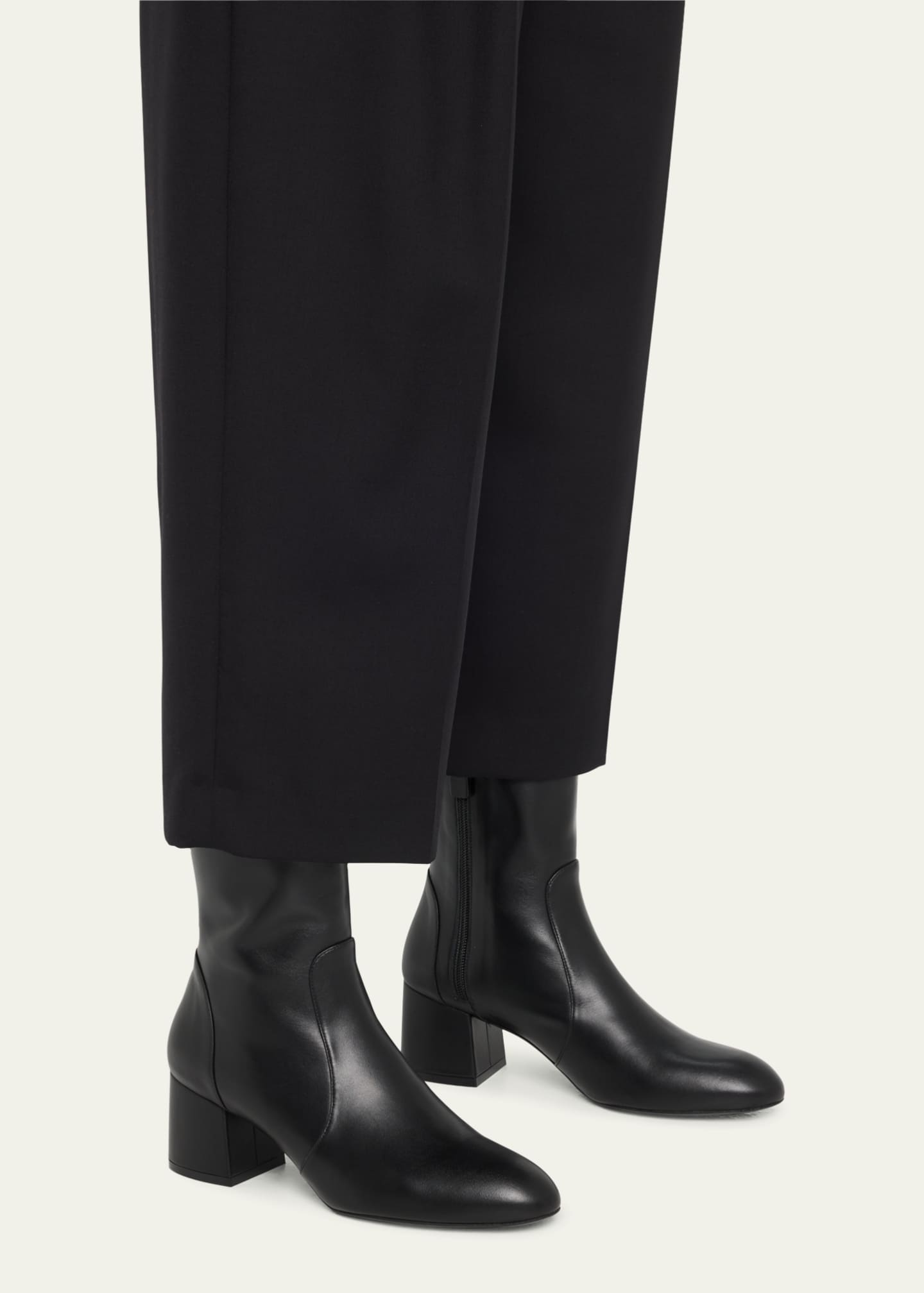 Stuart Weitzman Flareblock Leather Zip Ankle Booties
