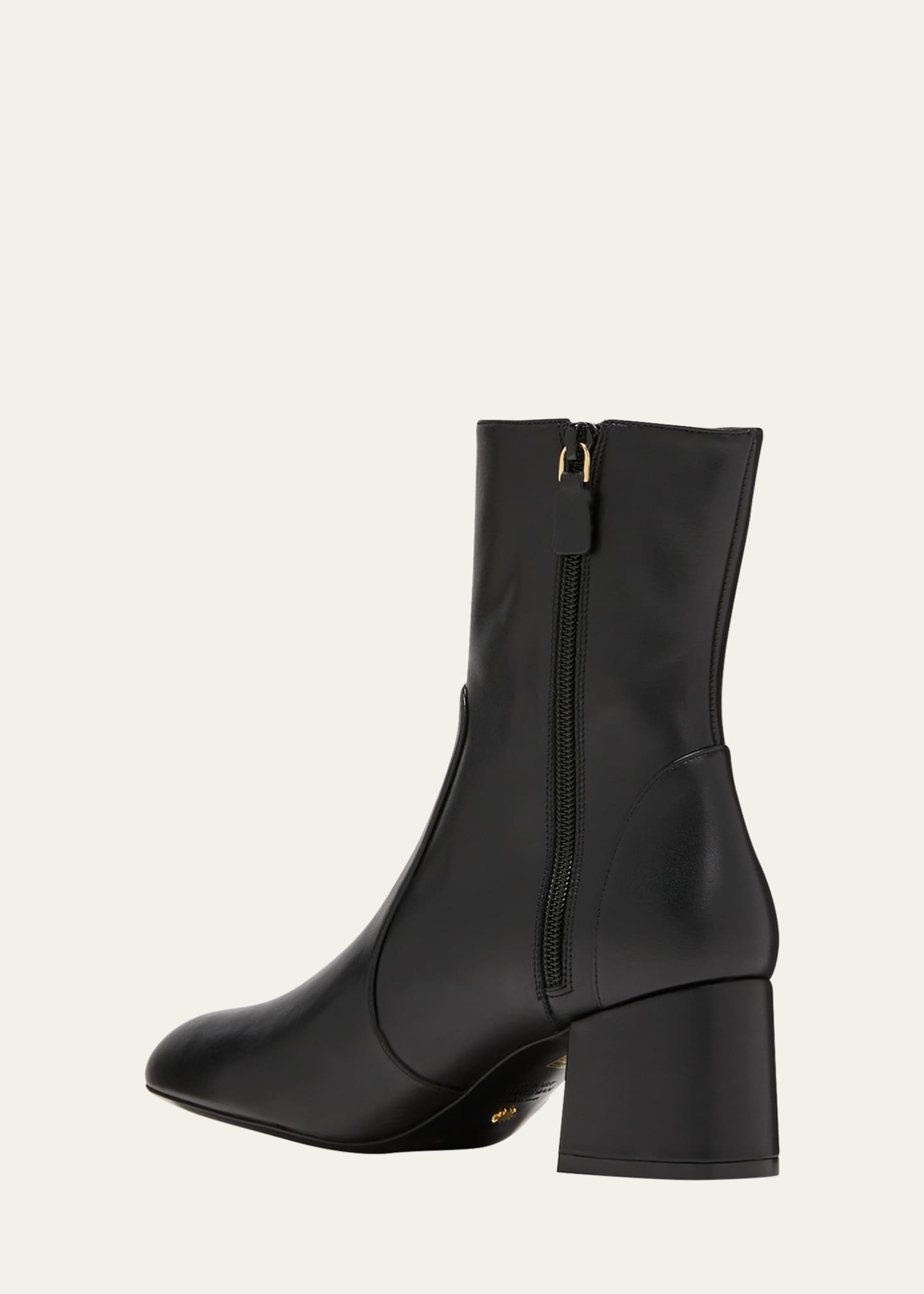 Stuart Weitzman Flareblock Leather Zip Ankle Booties - Bergdorf Goodman