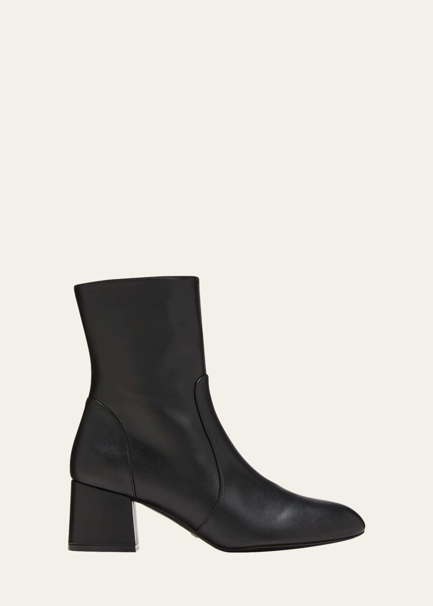 Stuart Weitzman Flareblock Leather Zip Ankle Booties - Bergdorf Goodman