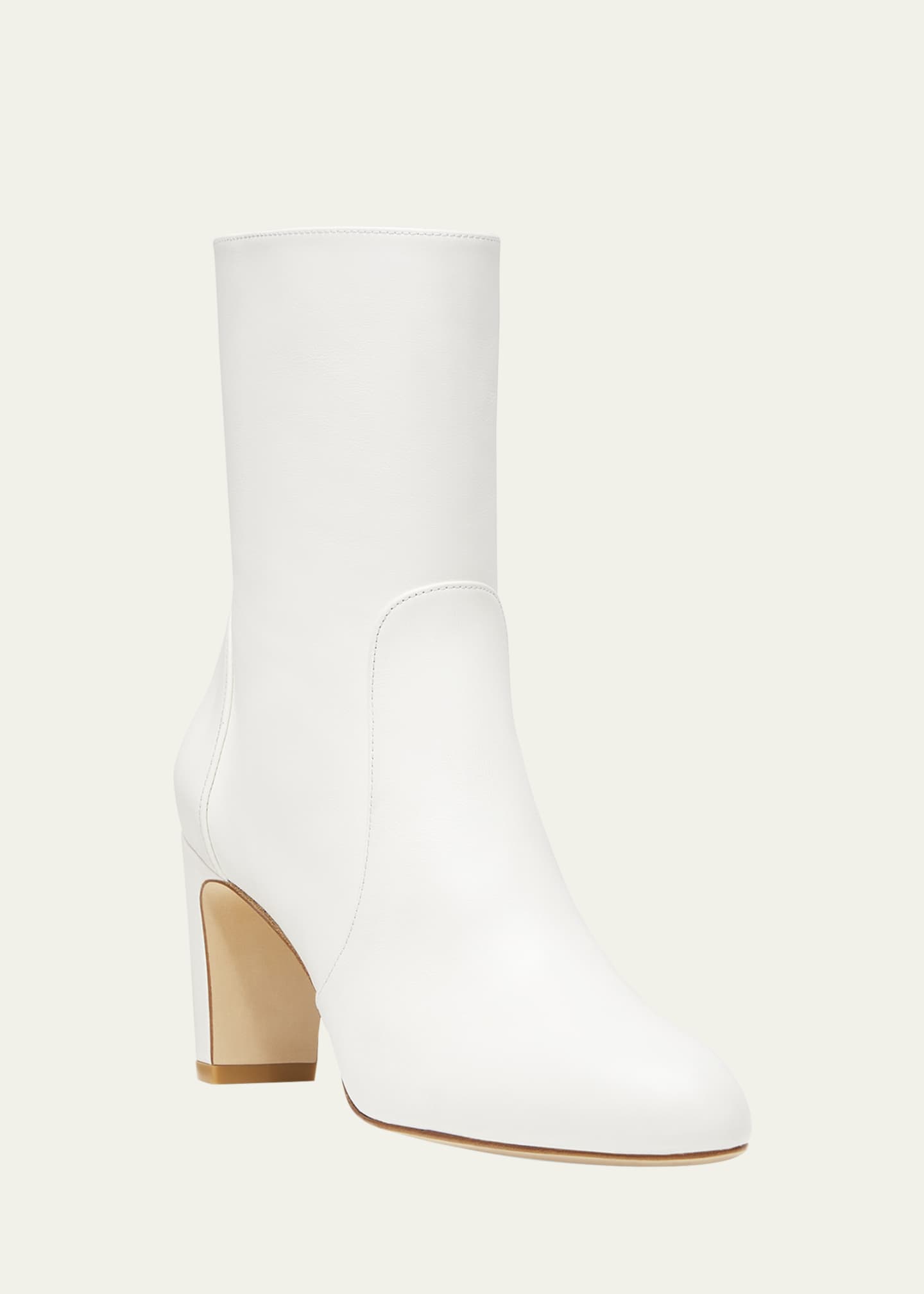 Stuart Weitzman Vida Leather Block-Heel Booties - Bergdorf Goodman