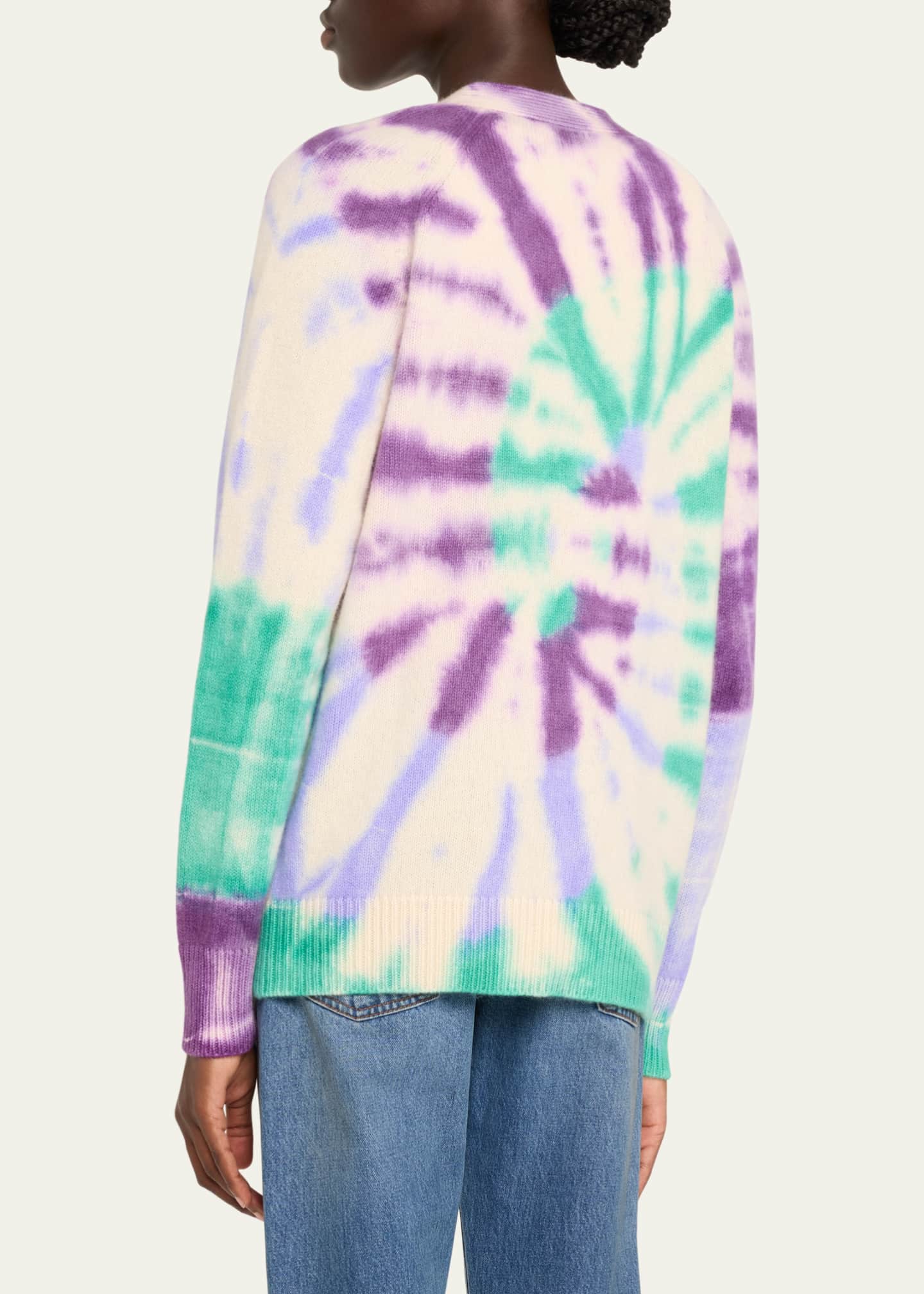 The Elder Statesman Swirl Tie-Dye Wool-Cashmere Cardigan Image 3 of 5