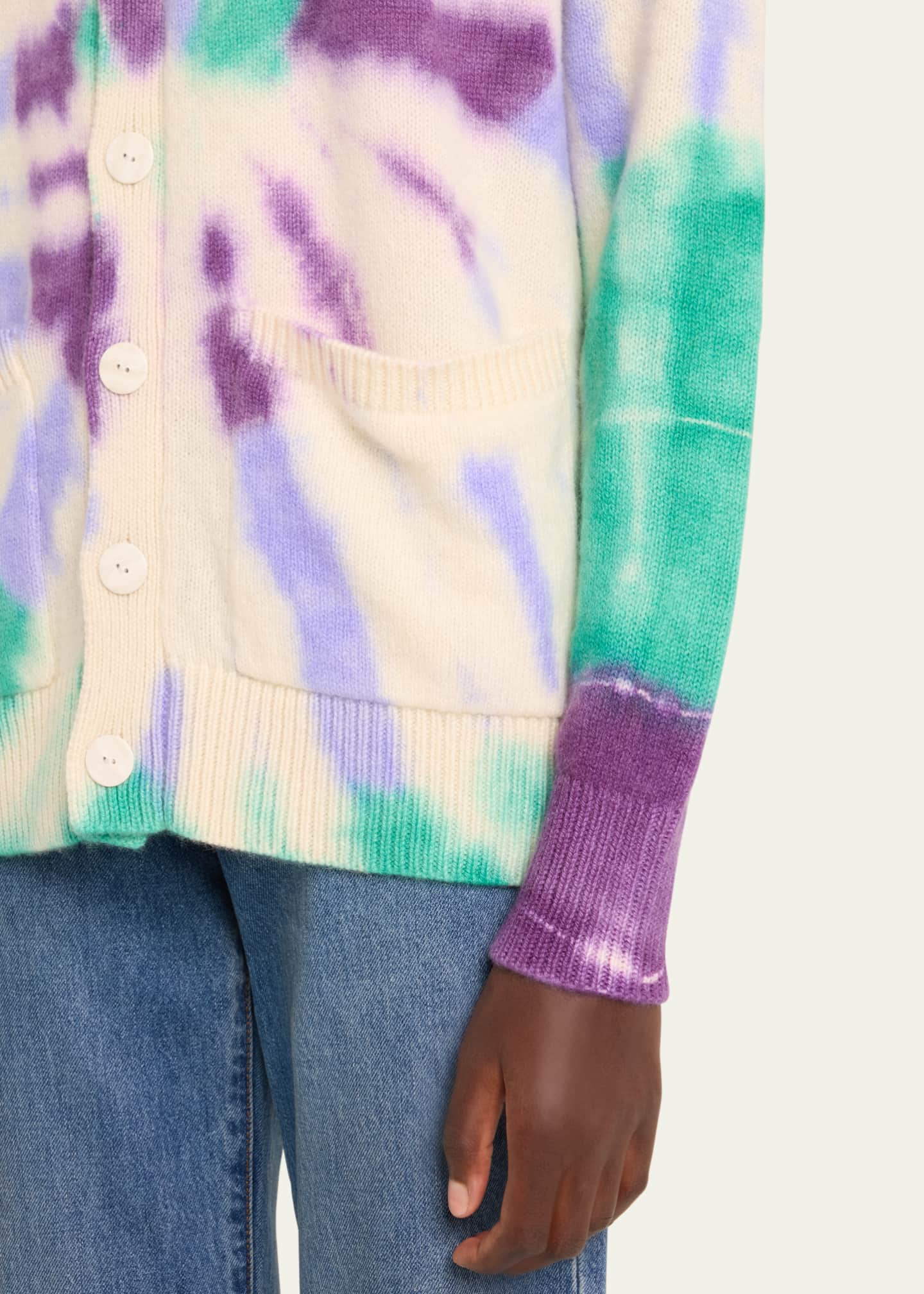 The Elder Statesman Swirl Tie-Dye Wool-Cashmere Cardigan Image 5 of 5