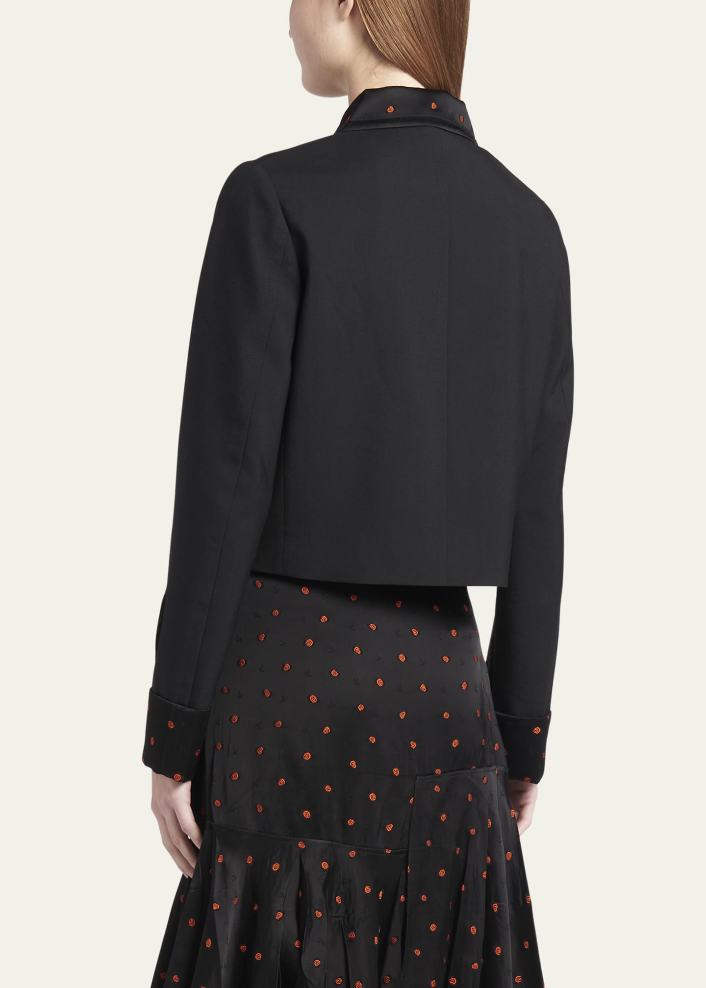 Marni Wool Short Jacket with Patterned Trim Bergdorf Goodman