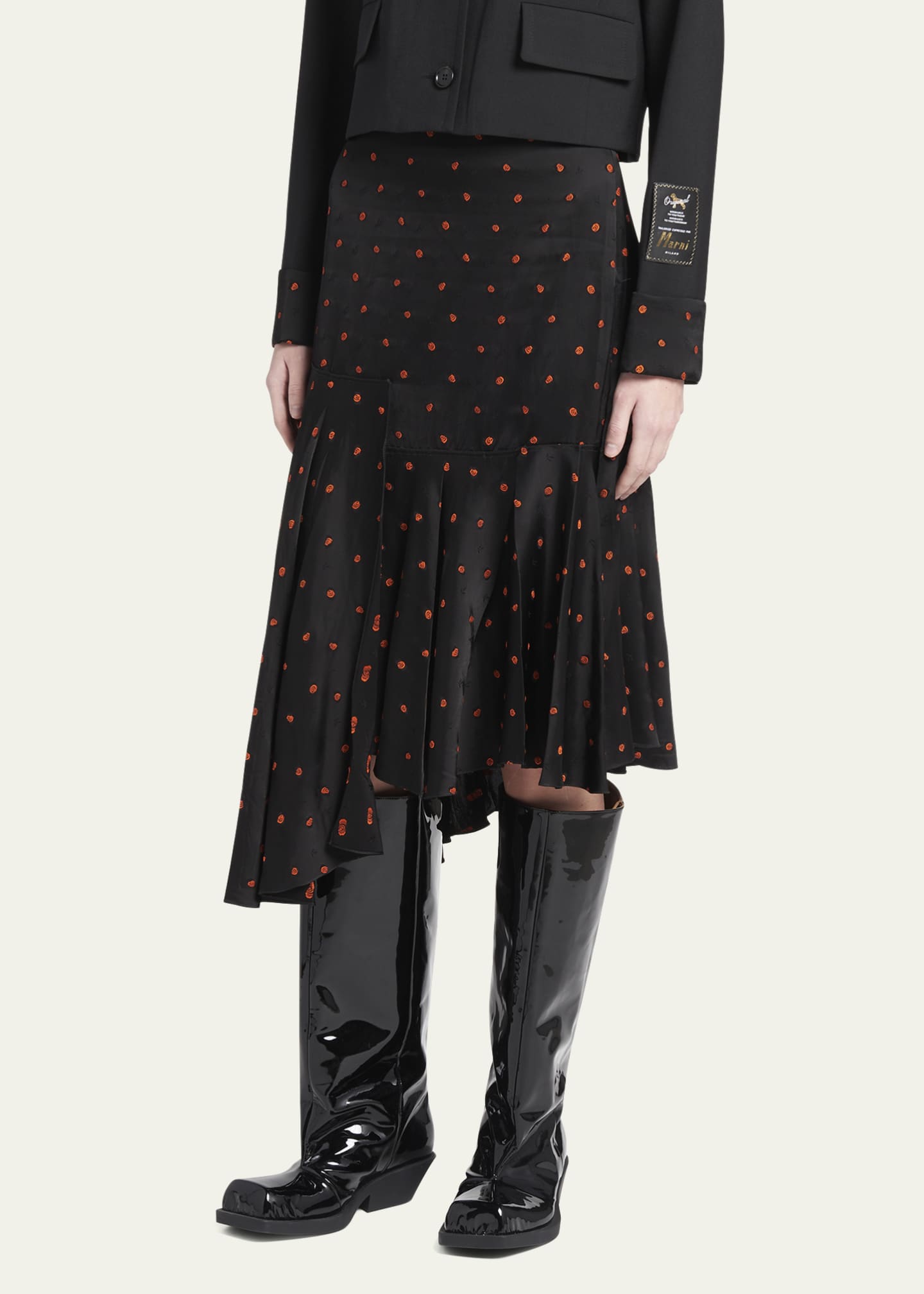 Marni Asymmetric Patterned Midi Skirt - Bergdorf Goodman