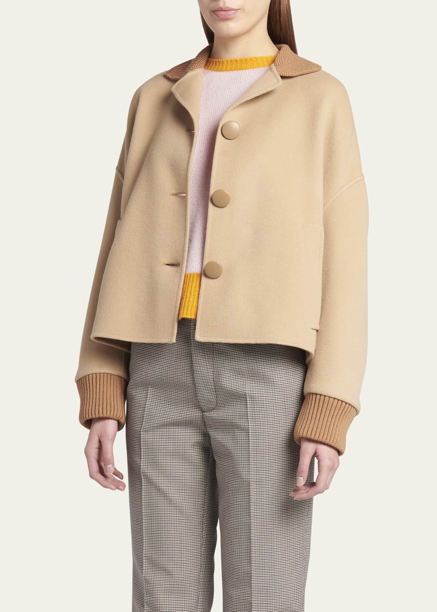 Marni WoolBlend Short Jacket with Cashmere Trim Bergdorf Goodman