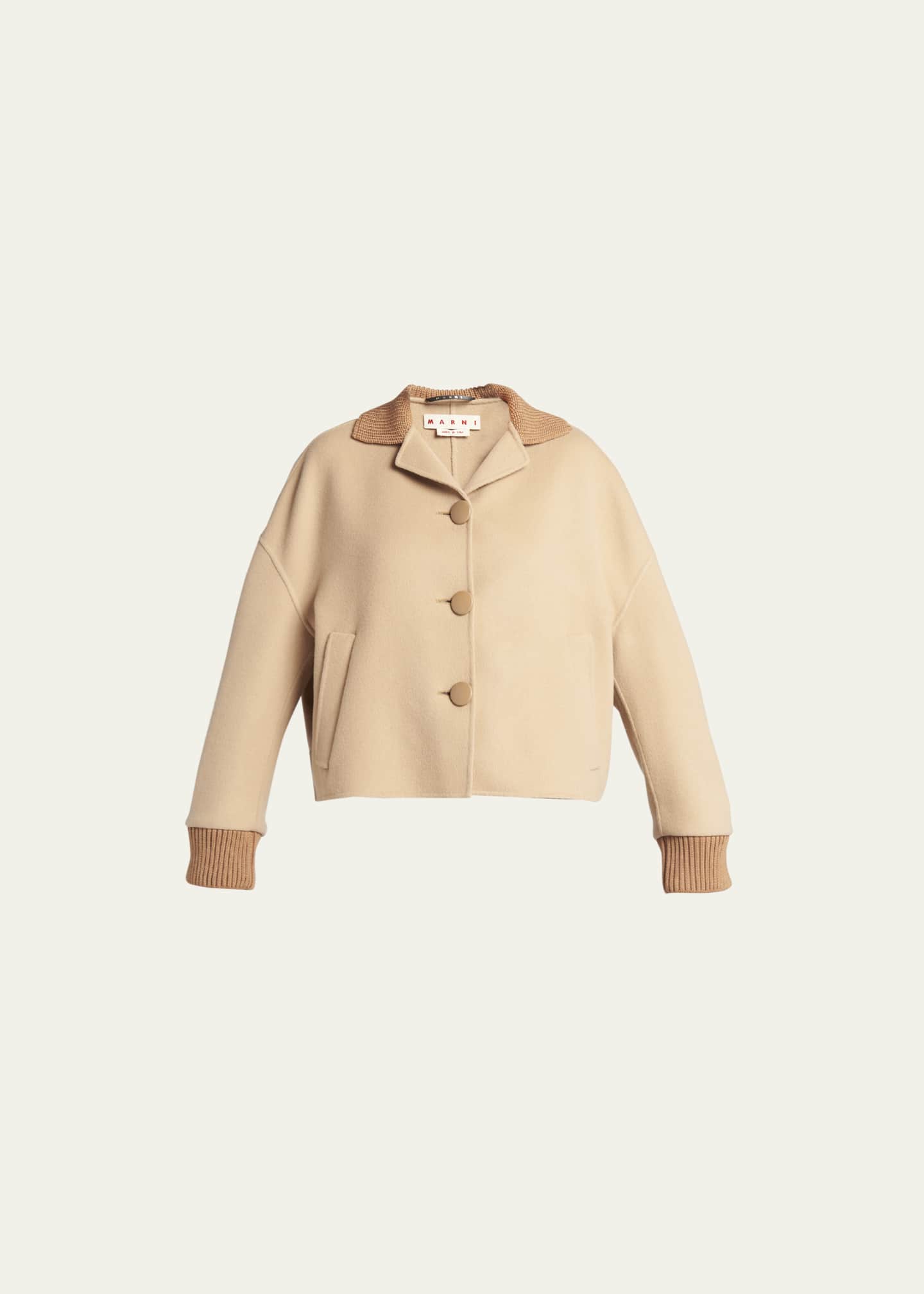 Marni Wool-Blend Short Jacket with Cashmere Trim