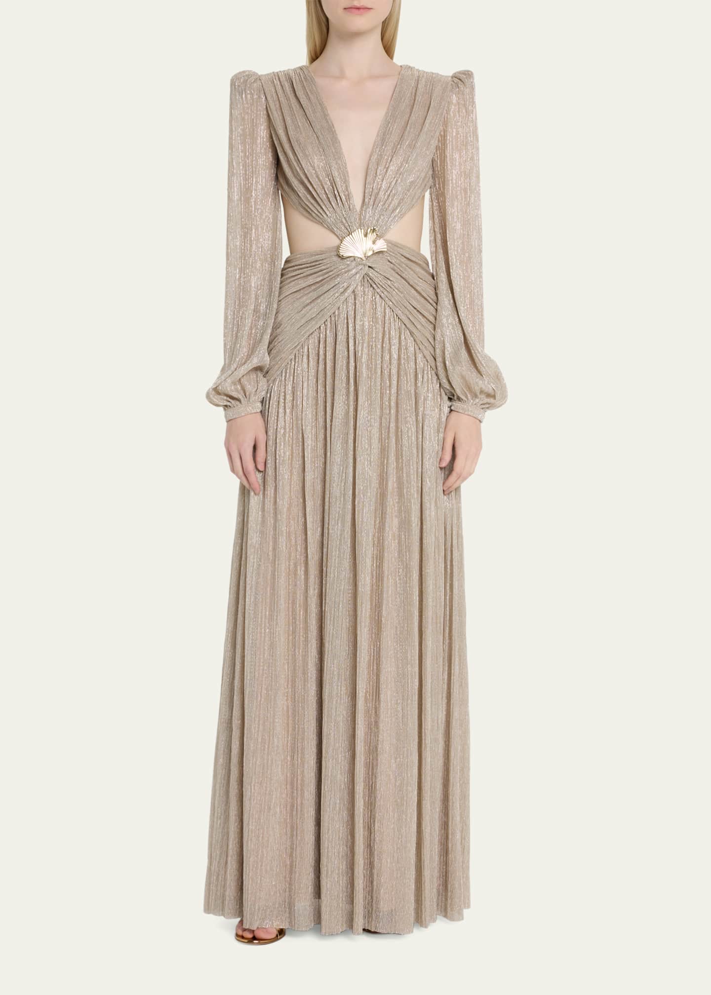 PATBO LUREX CUTOUT GOWN