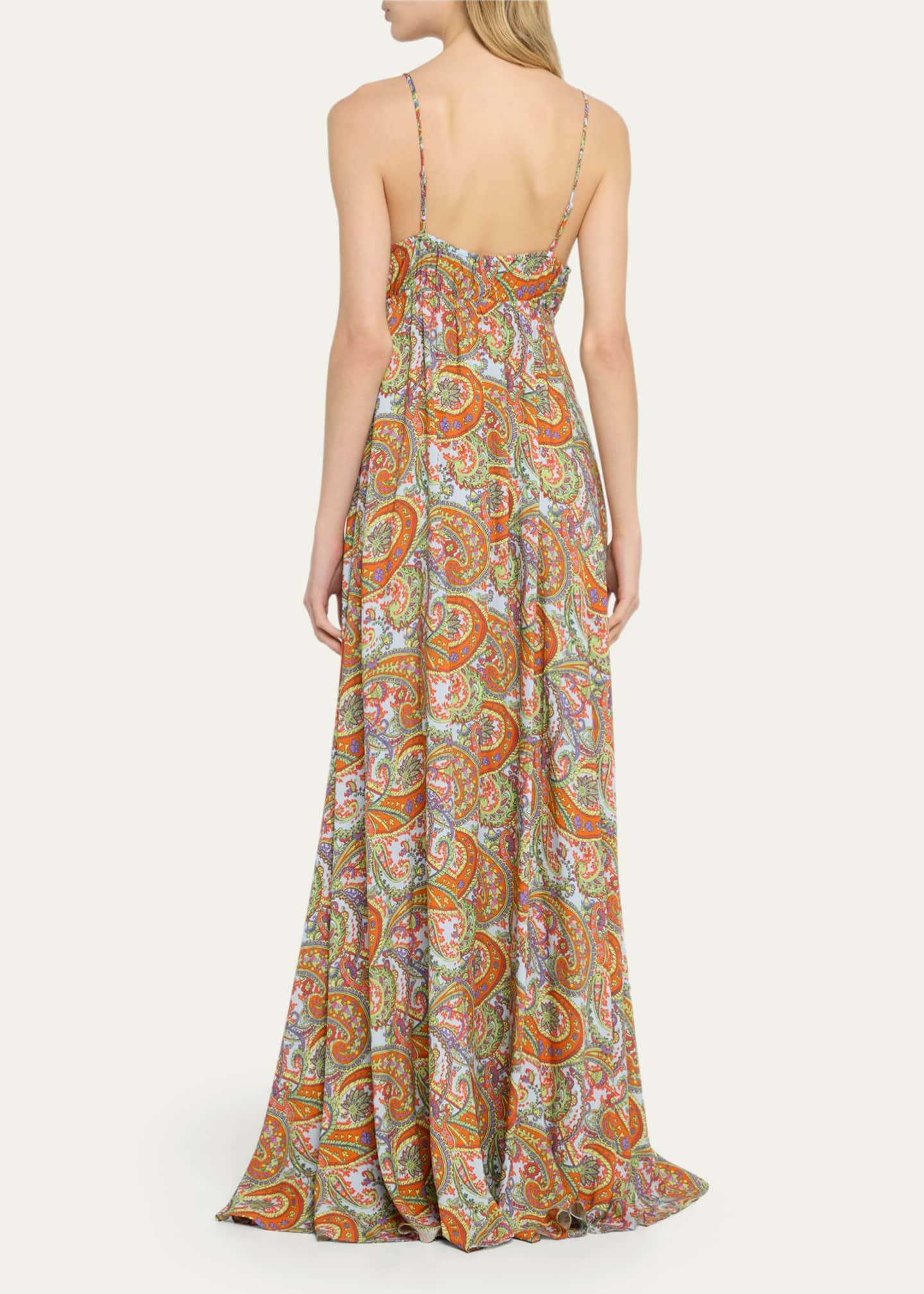 L'Agence Stefani Paisley-Print Spaghetti-Strap Maxi Dress - Bergdorf ...