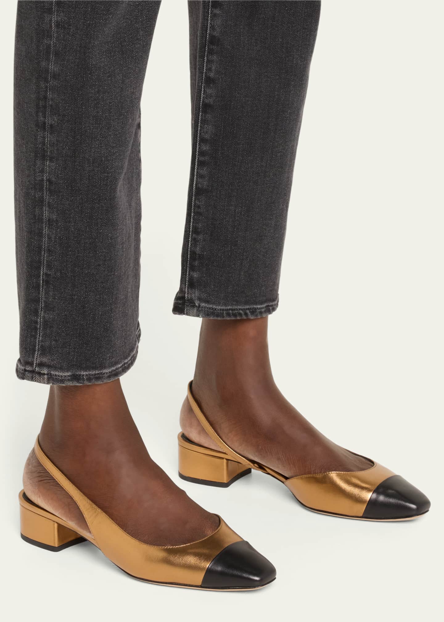 Veronica Beard Cecile Metallic Slingback Ballerina Flats Image 2 of 5