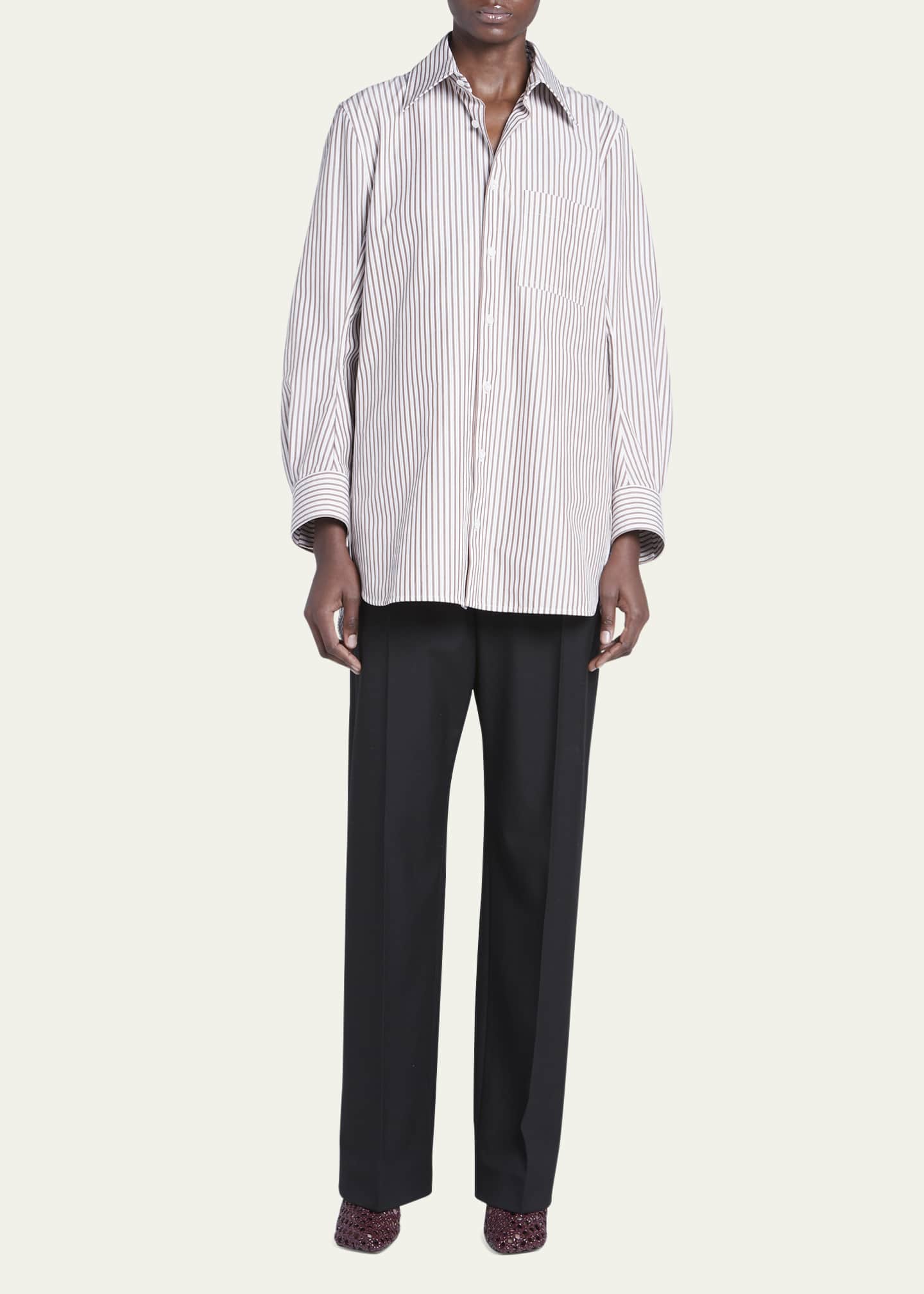 Bottega Veneta Graphic Compact Cotton Stripe Shirt - Bergdorf Goodman