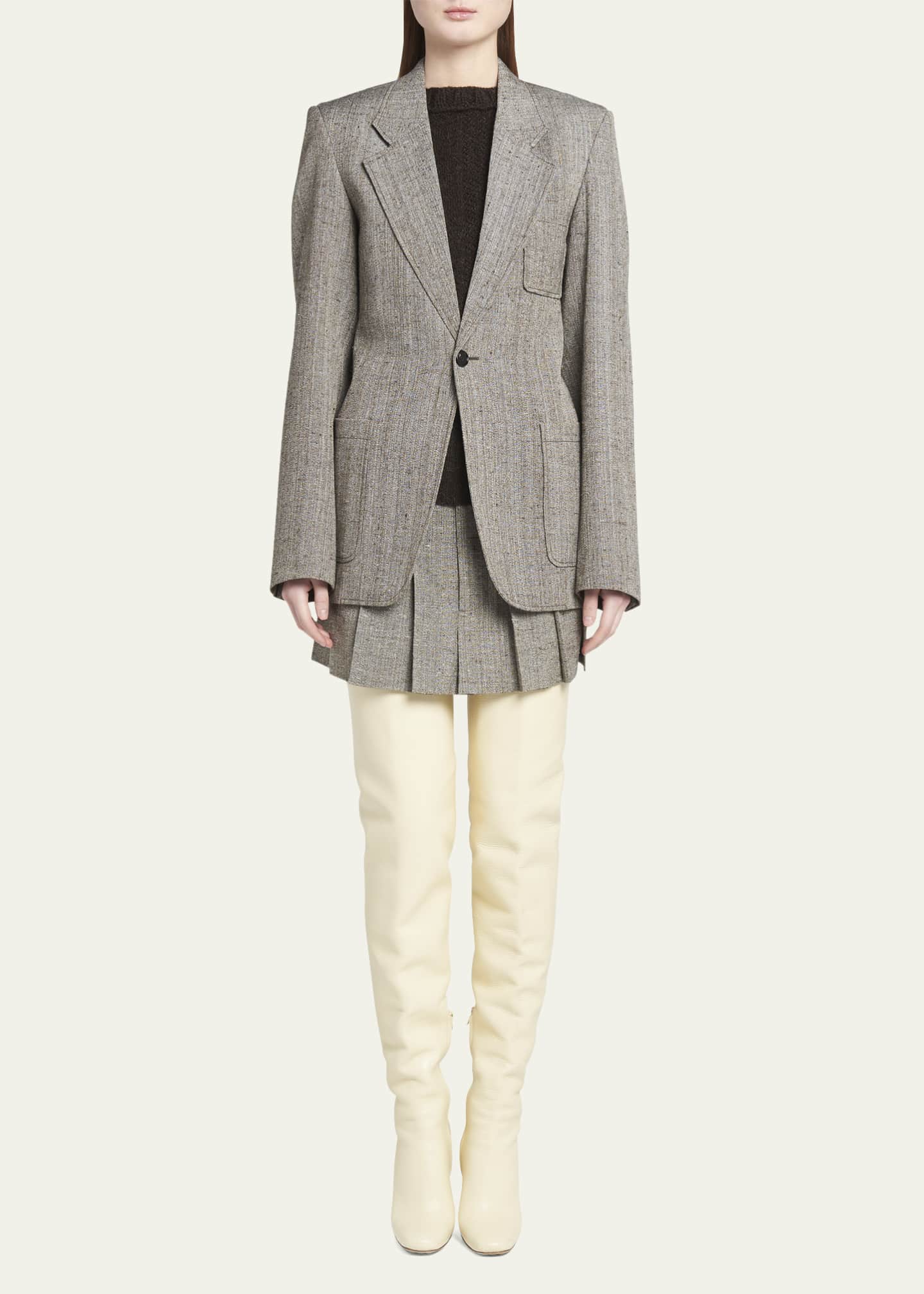 Bottega Veneta Knotted Melange Viscose Blazer Jacket Image 2 of 5