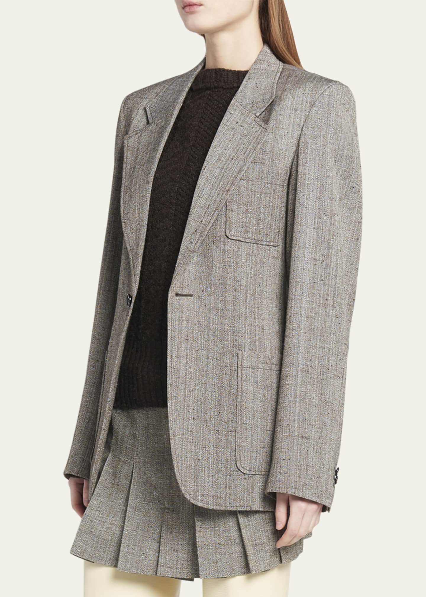 Bottega Veneta Knotted Melange Viscose Blazer Jacket Image 4 of 5